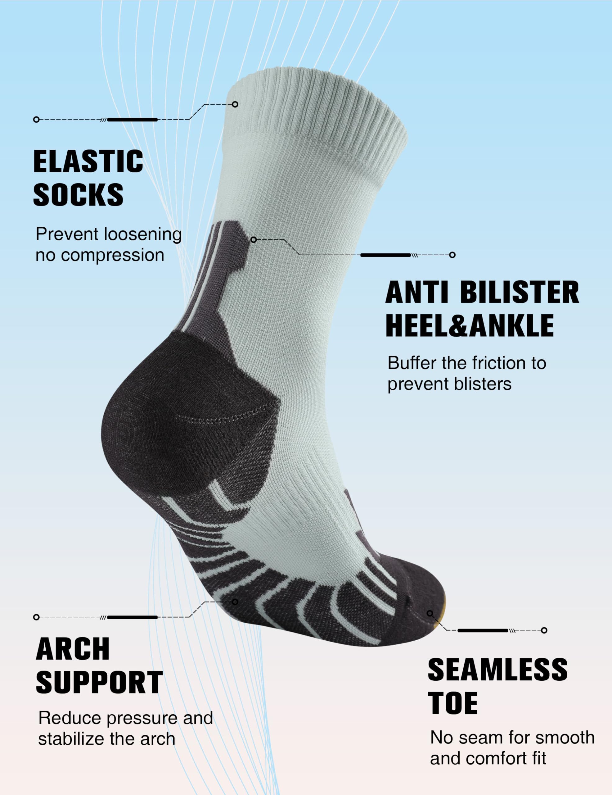 Compression Crew Running Socks for Men & Women - 3 Pairs Cushioned Athletic Socks for Work, Hiking, Basketball & Sports | Perfect for Workouts, Outdoor Activities & Daily Wear