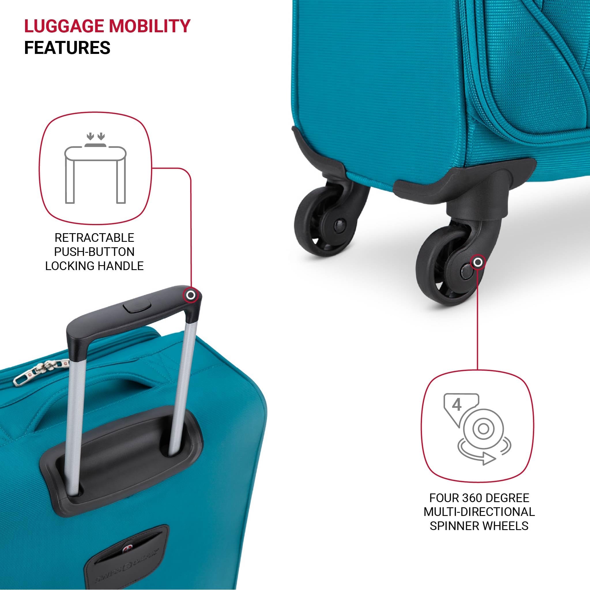 SwissGear Marumo Softside Lightweight Expandable Luggage with 360° Spinner Wheels - Perfect for Air Travel, Business Trips & Weekend Getaways