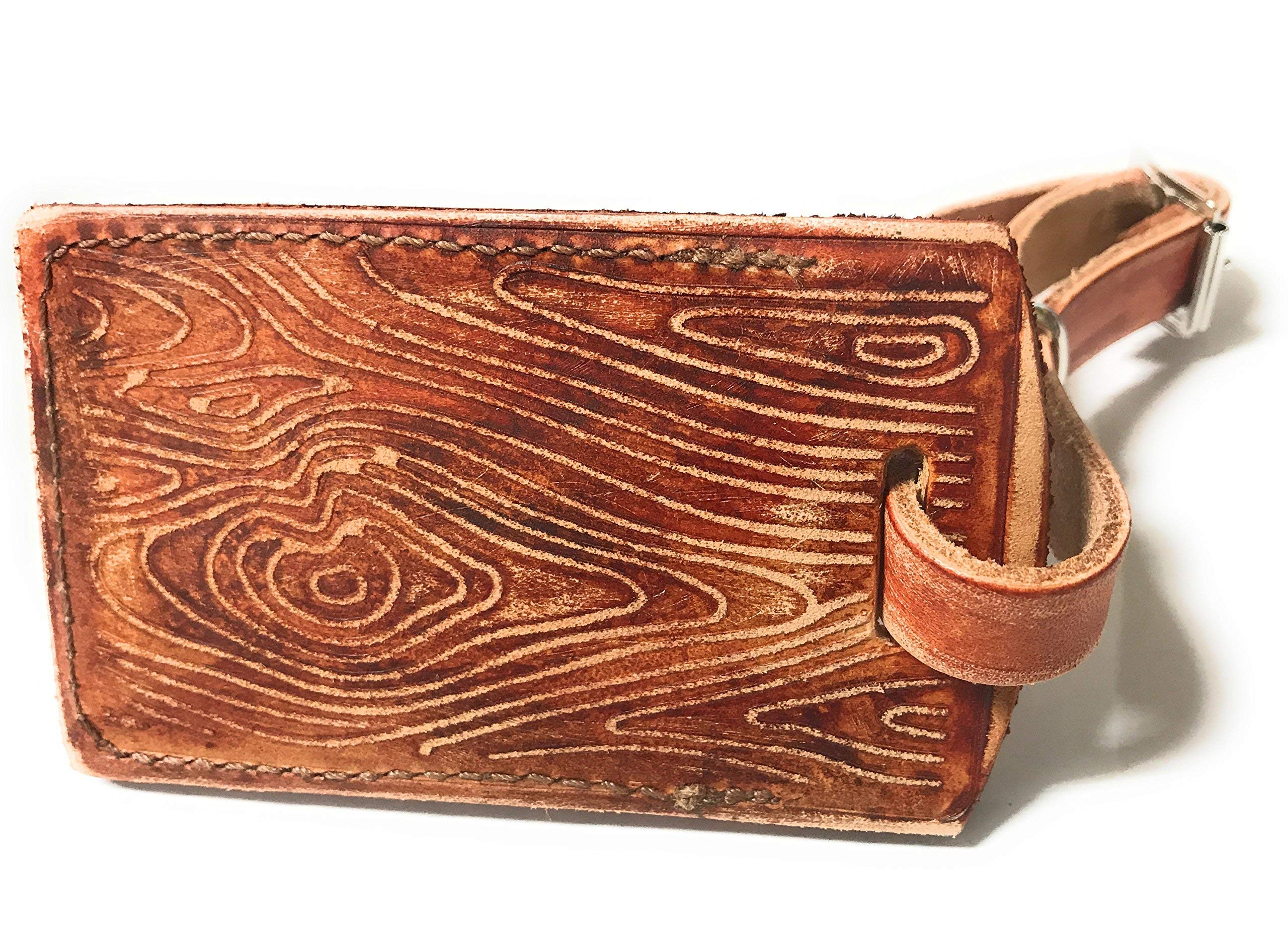Rustic Wood Grain Leather Luggage Tag - Personalized Travel ID Tag for Suitcases & Bags - Perfect for Airports, Business Trips & Vacation Travel Accessories