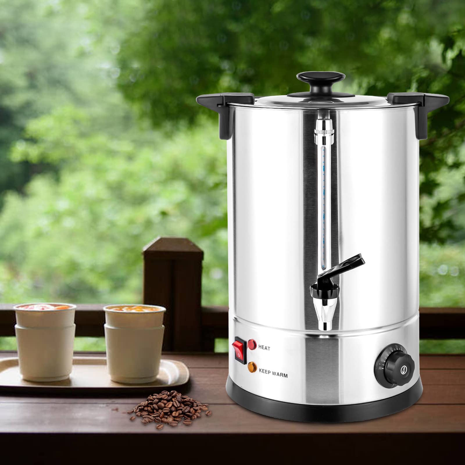 1000W Electric Percolator Coffee Pot & Tea Urn - 8L/270Oz (12L Available) Stainless Steel Commercial Coffee Maker with Adjustable Temperature - Perfect for Home, Office, Wedding, Catering & Large Gatherings - Automatic Brewing for Fresh Coffee & Tea Anytime
