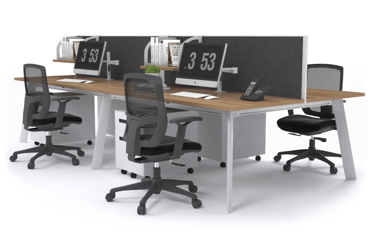 4-Person Workstation with White Frame - 1600L x 800W Office Desk with Cable Management | Perfect for Team Collaboration & Open Office Spaces