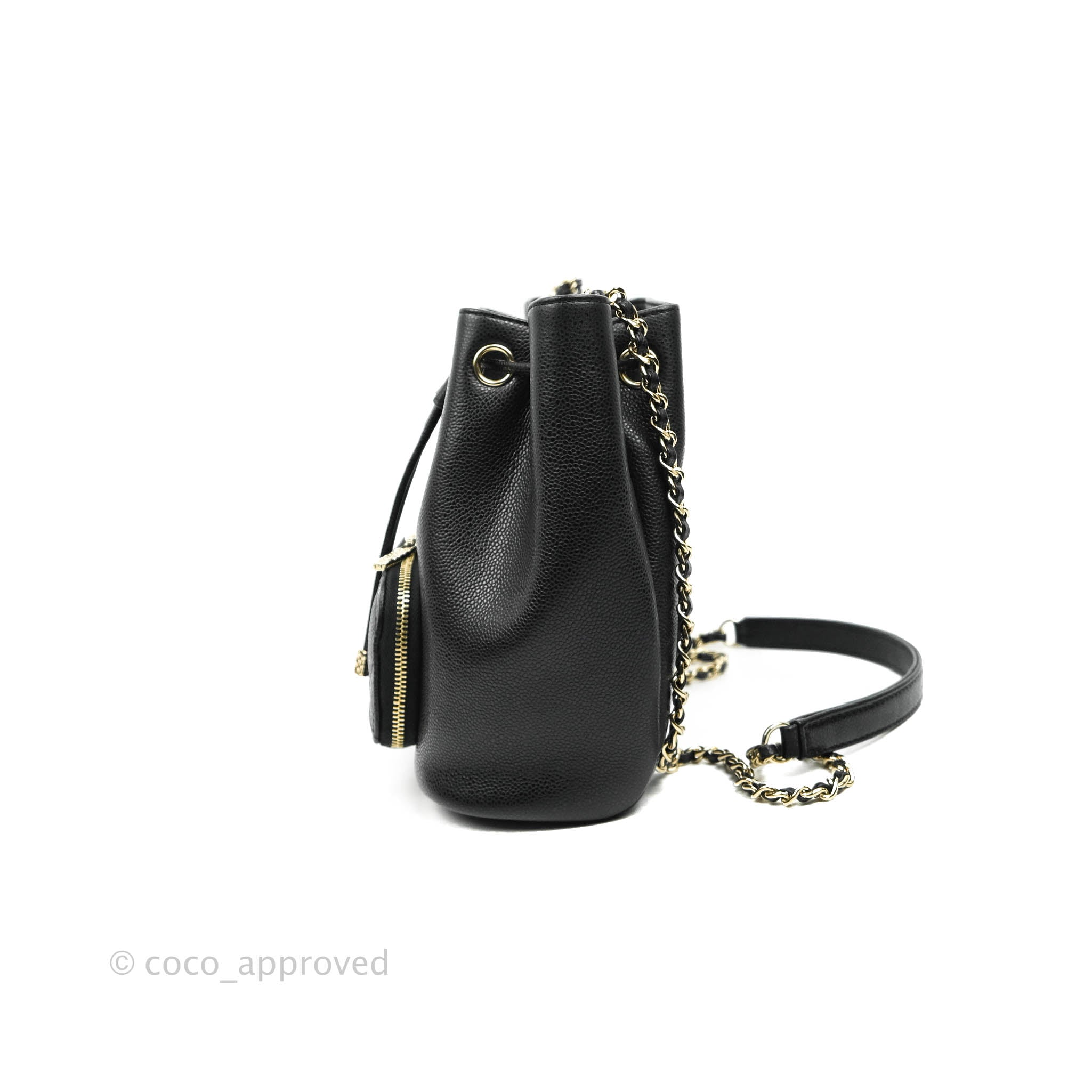 Chanel Business Affinity Drawstring Bucket Bag in Black Caviar Leather with Gold Hardware - Perfect for Work, Travel & Everyday Luxury