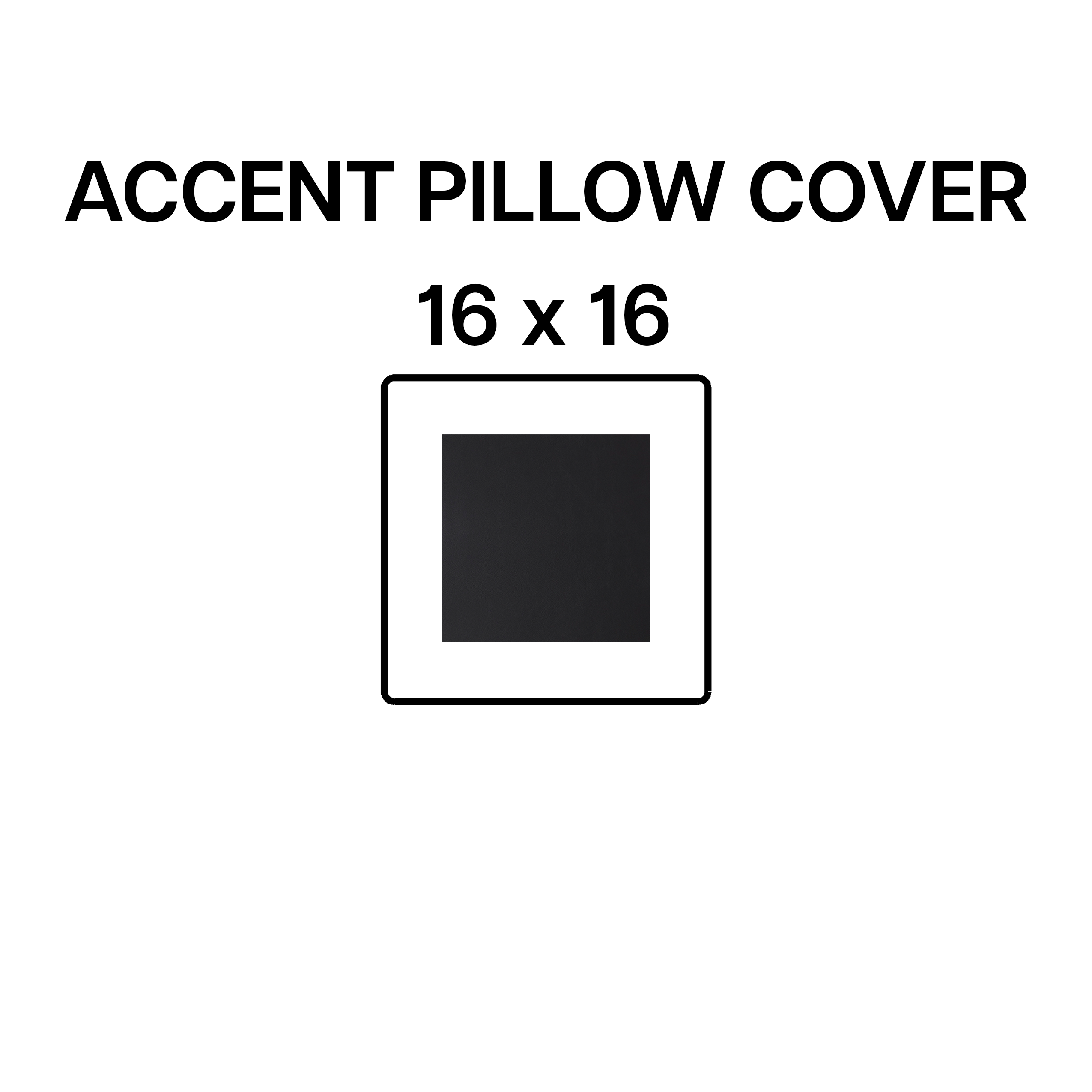 16x16 Onyx Black Decorative Throw Pillow Cover - Soft Square Accent Cushion Case for Sofa, Bed, Chair - Home Decor & Living Room Styling