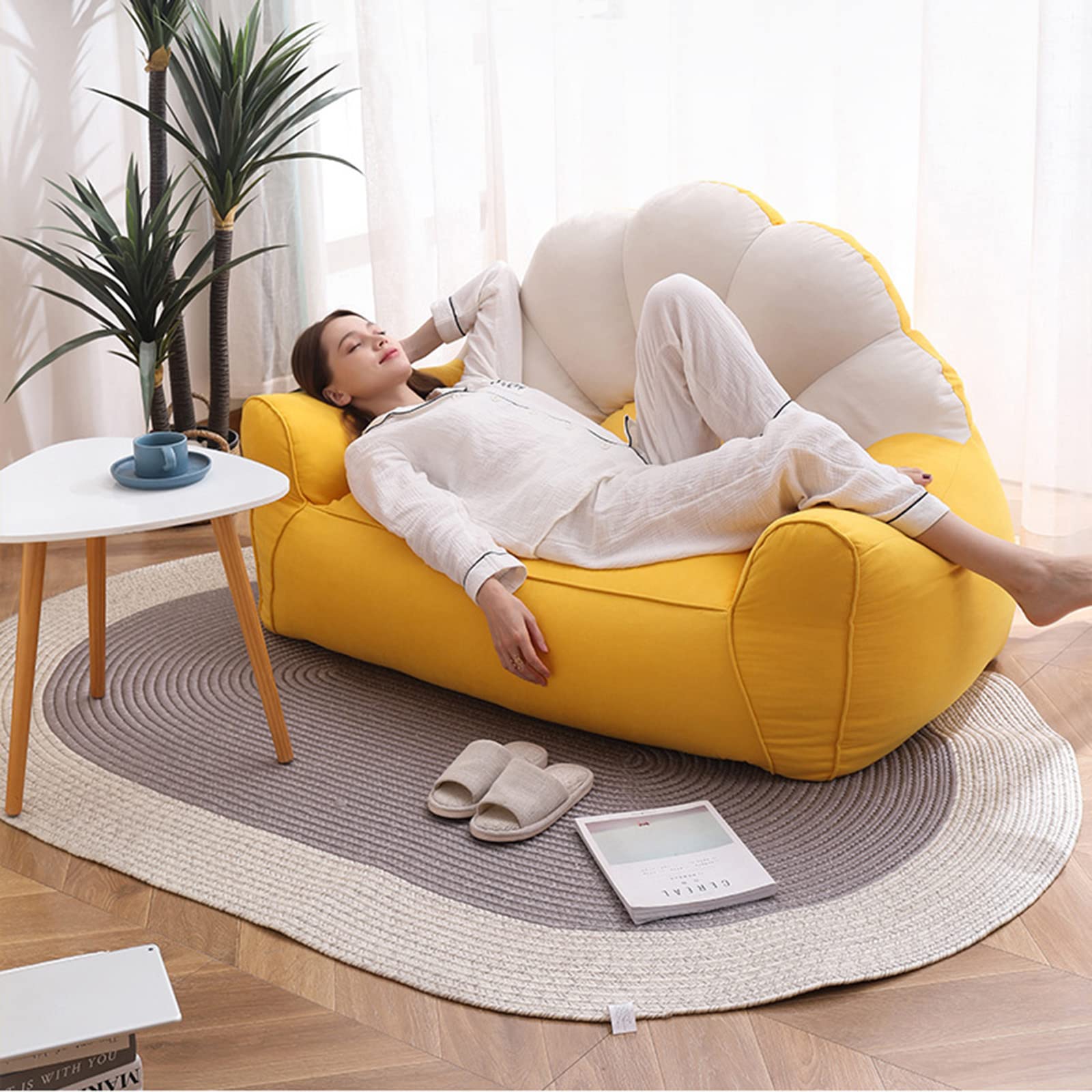 Comfy HWOEK Lazy Sofa Bean Bag Chair with Footstool - Soft Removable Cover, No Filler Included, Perfect for Stuffed Animal Storage (Gray) - Ideal for Living Rooms, Dorms & Kids' Play Areas