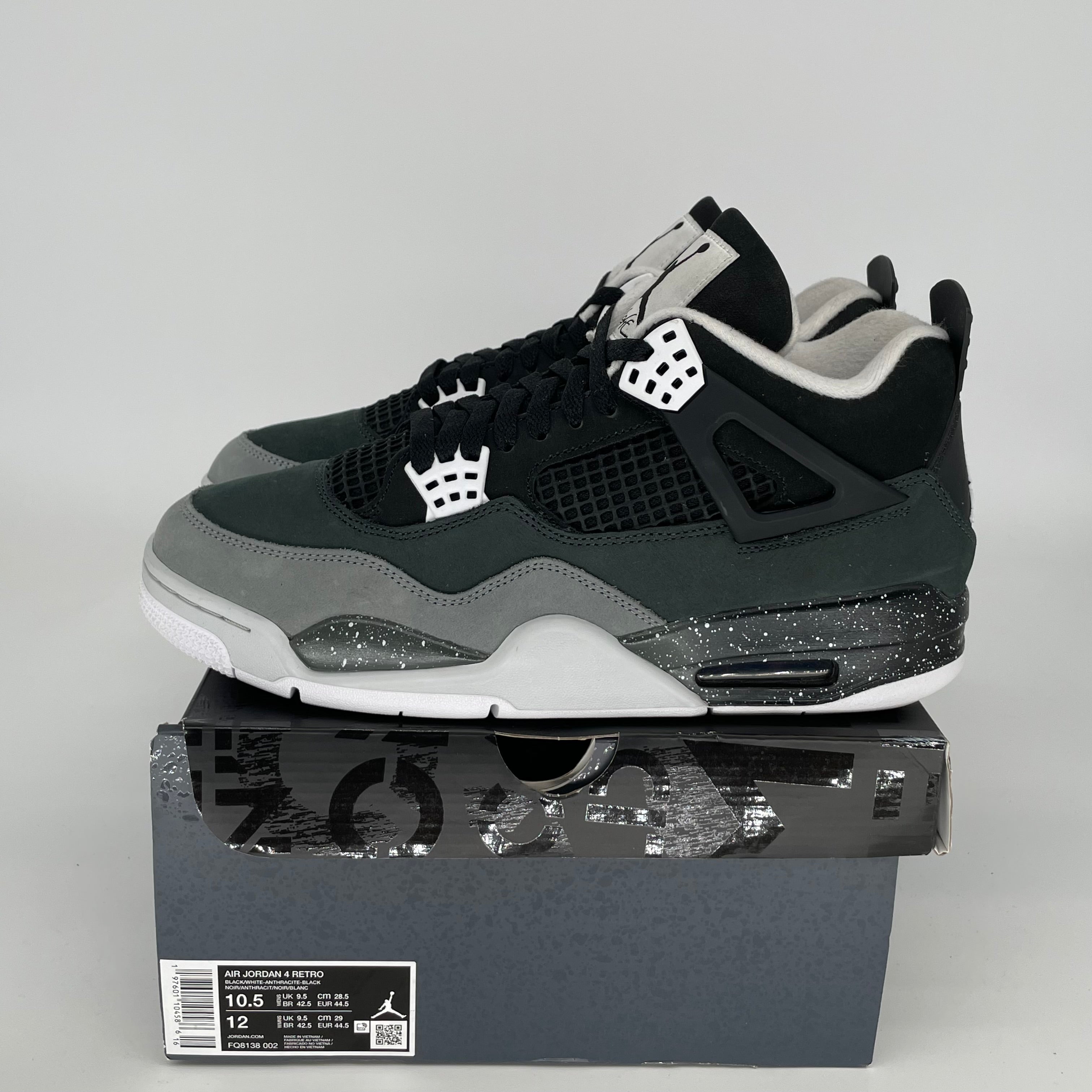 Original Air Jordan 4 Fear Pack Men's Basketball Shoes - Size 10.5 (FQ8138-002) | Retro Sneakers for Streetwear & Basketball Games