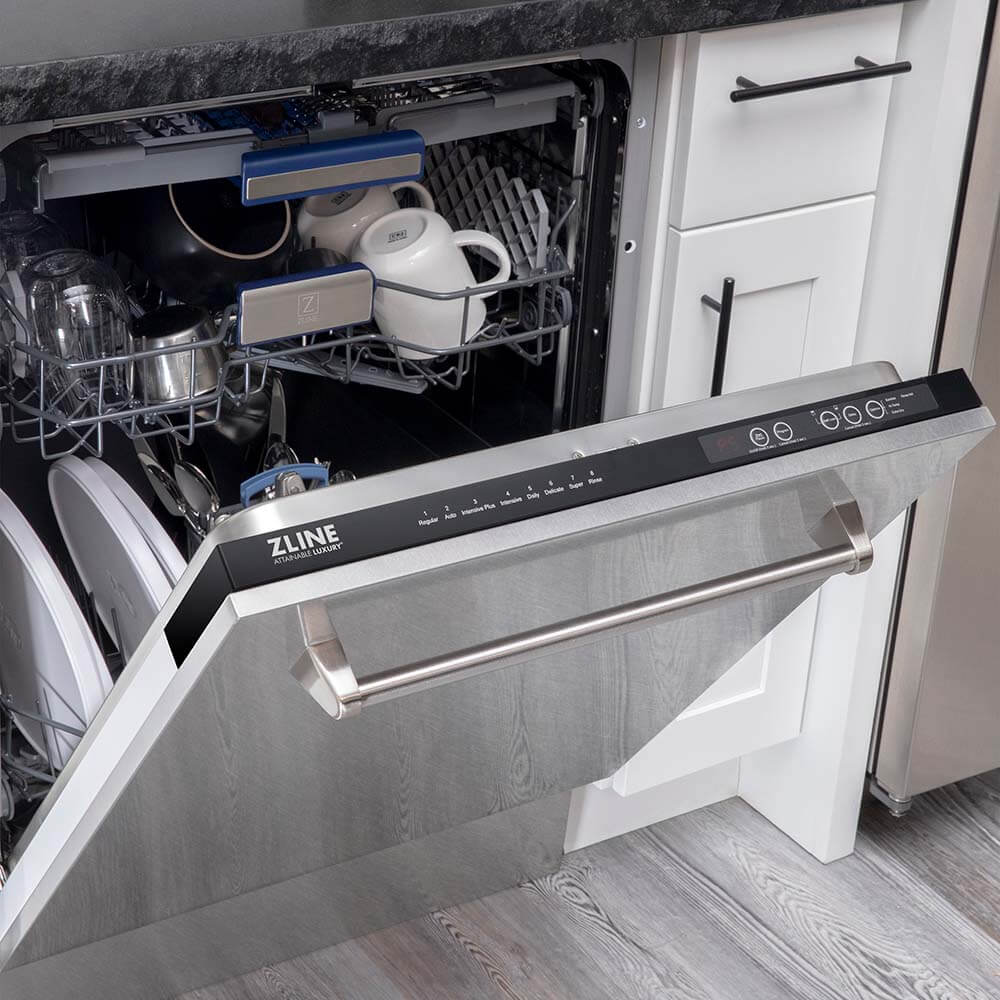 ZLINE 24 Inch Tallac Series 3rd Rack Tall Tub Dishwasher - Stainless Steel Panel & Tub, 51dBa Ultra Quiet (DWV SN 24) - Perfect for Modern Kitchens, Small Spaces & Energy-Efficient Homes