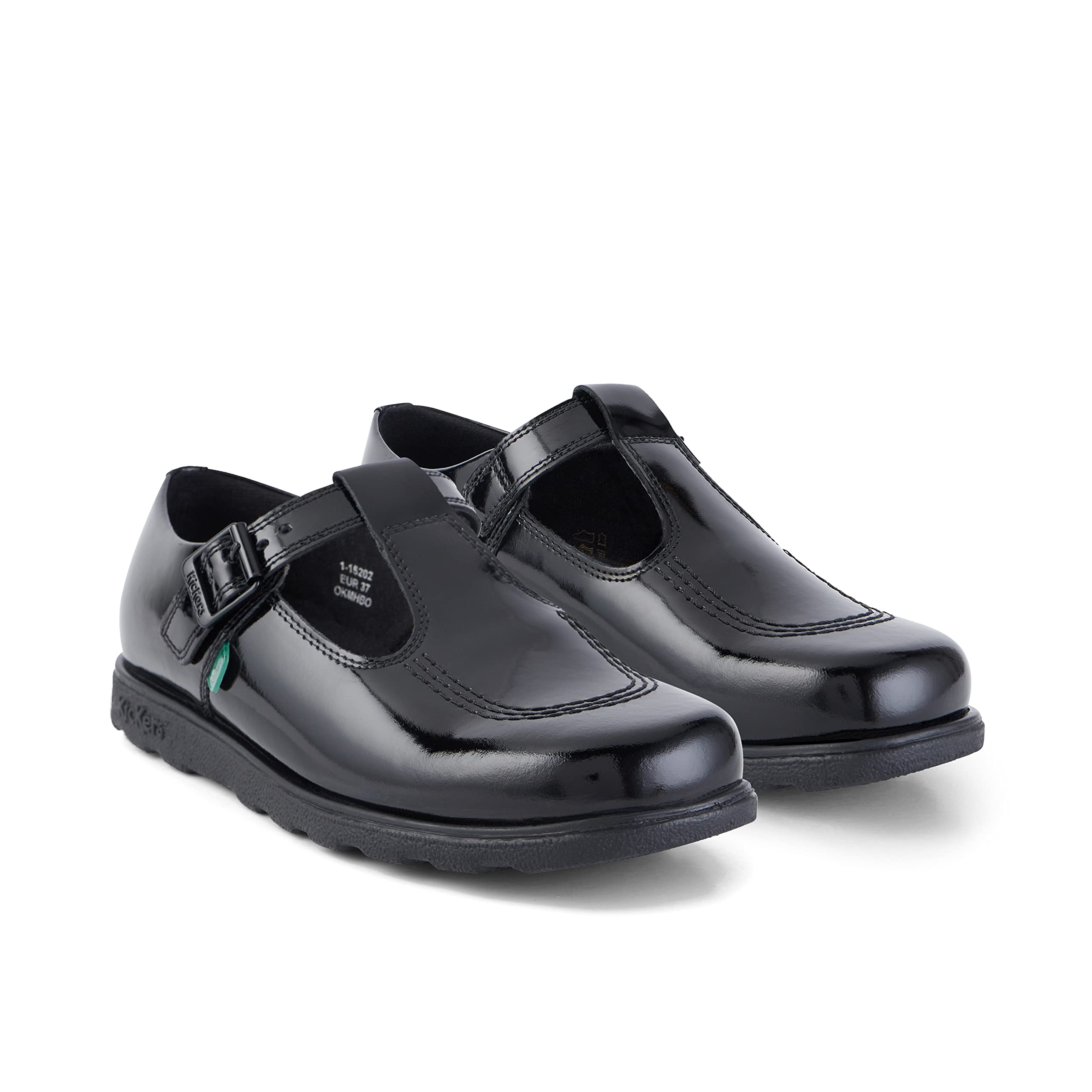 Kickers Tovni T-Bar Black Patent Leather School Shoes for Girls - Comfortable & Stylish for School, Parties & Everyday Wear