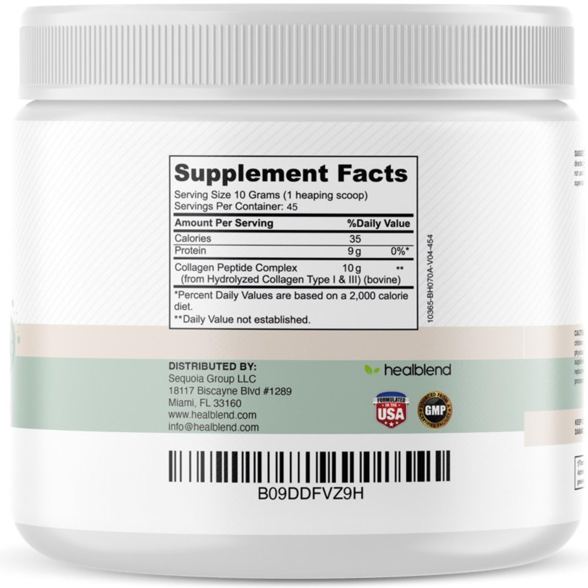 Healblend Hydrolyzed Bovine Collagen Powder - Multi Collagen Peptides Protein Supplement for Hair, Skin & Nail Health - 45 Servings (Perfect for Coffee, Smoothies & Daily Wellness Routine)