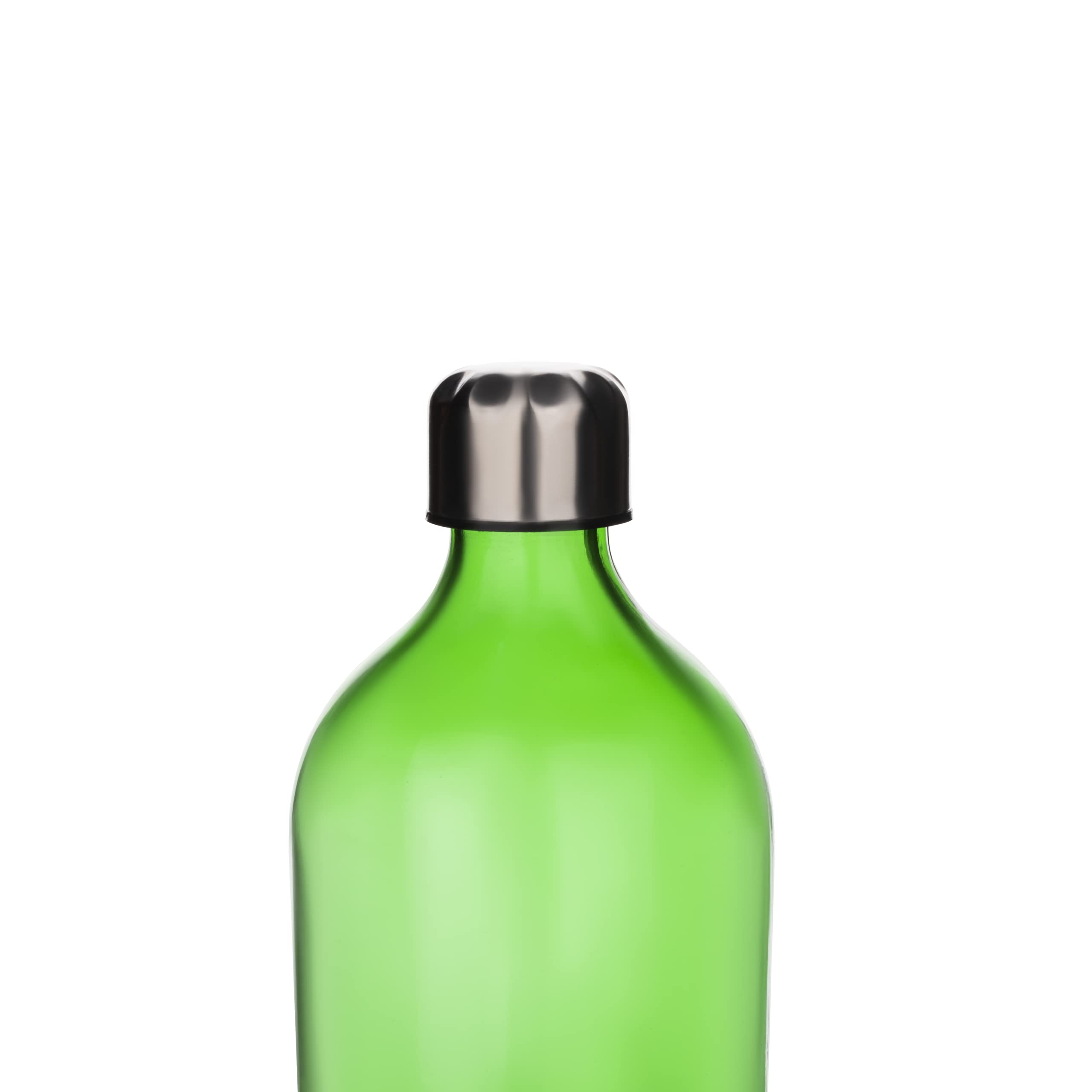 750ml Green Glass Water Bottle with Leak-Proof Stainless Steel Lid - Reusable Travel Drink Bottle for Water, Smoothies, Juice | Eco-Friendly, BPA-Free | Perfect for Gym, Hiking, Office & Daily Hydration