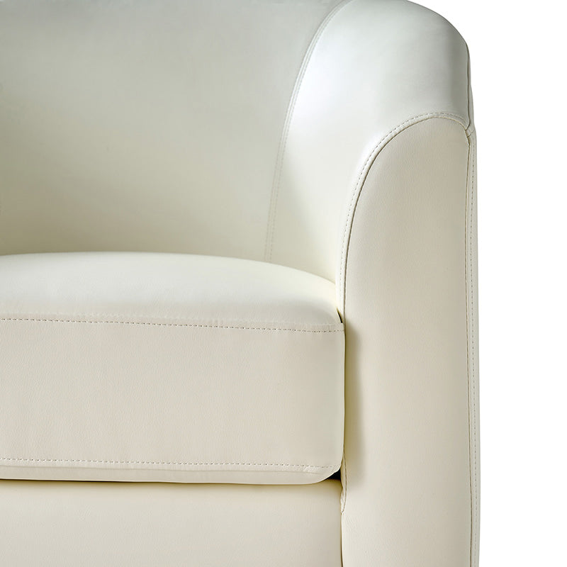 360 Degree Swivel Barrel Faux Leather Chair - Modern Accent Chair for Living Room, Office & Lounge - Comfortable PU Leather Recliner with Smooth Rotation