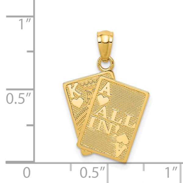 14K Solid Yellow Gold Ace of Hearts Poker Necklace - King of Love Playing Card Pendant - Gambling Deck Charm for Good Luck Jewelry - Perfect for Casino Nights, Poker Parties & Unique Gifts