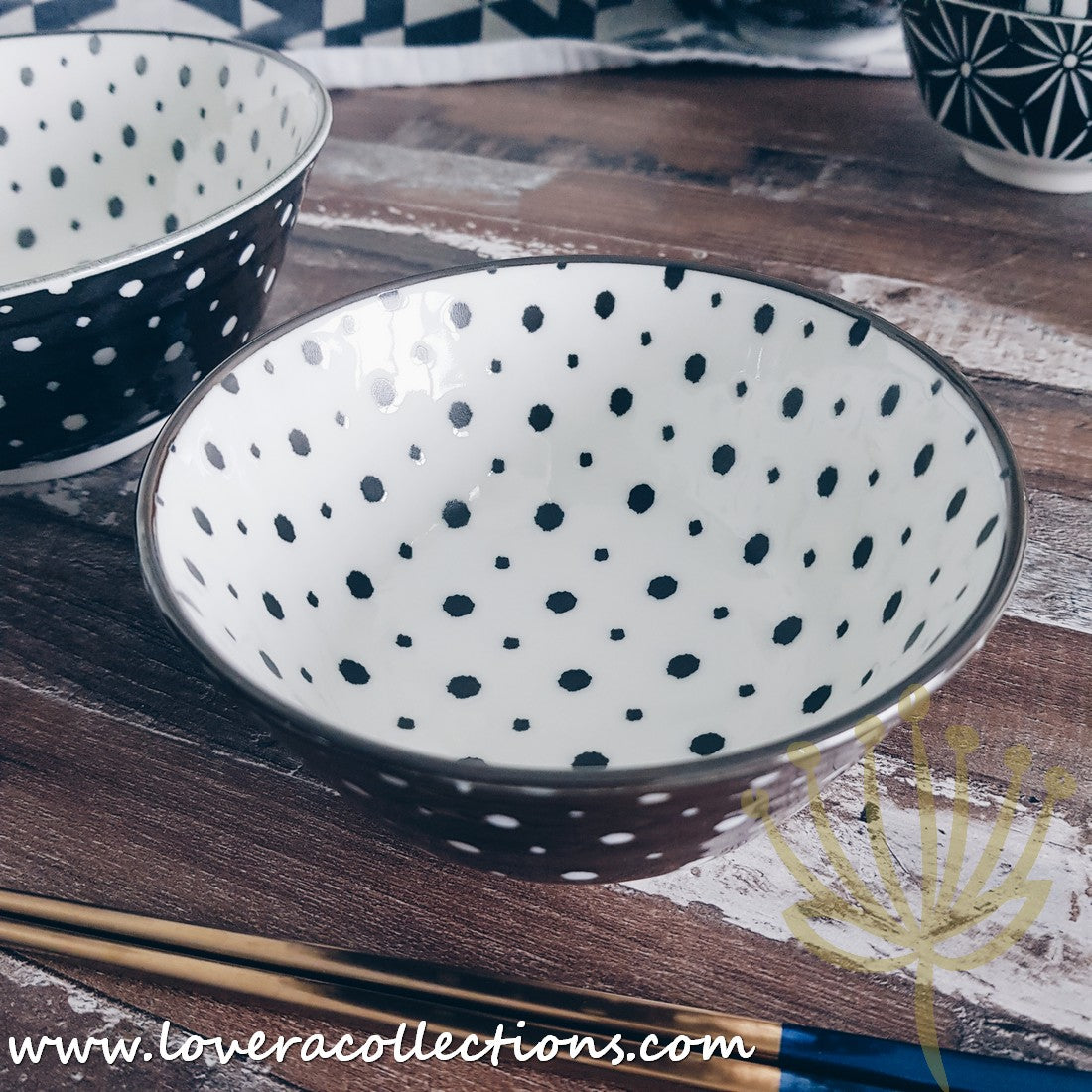 Awasaka Black & White Modern Dots Dinnerware Set - 12-Piece Porcelain Plates & Bowls for Stylish Dining - Perfect for Dinner Parties, Restaurant-Style Meals & Home Decor