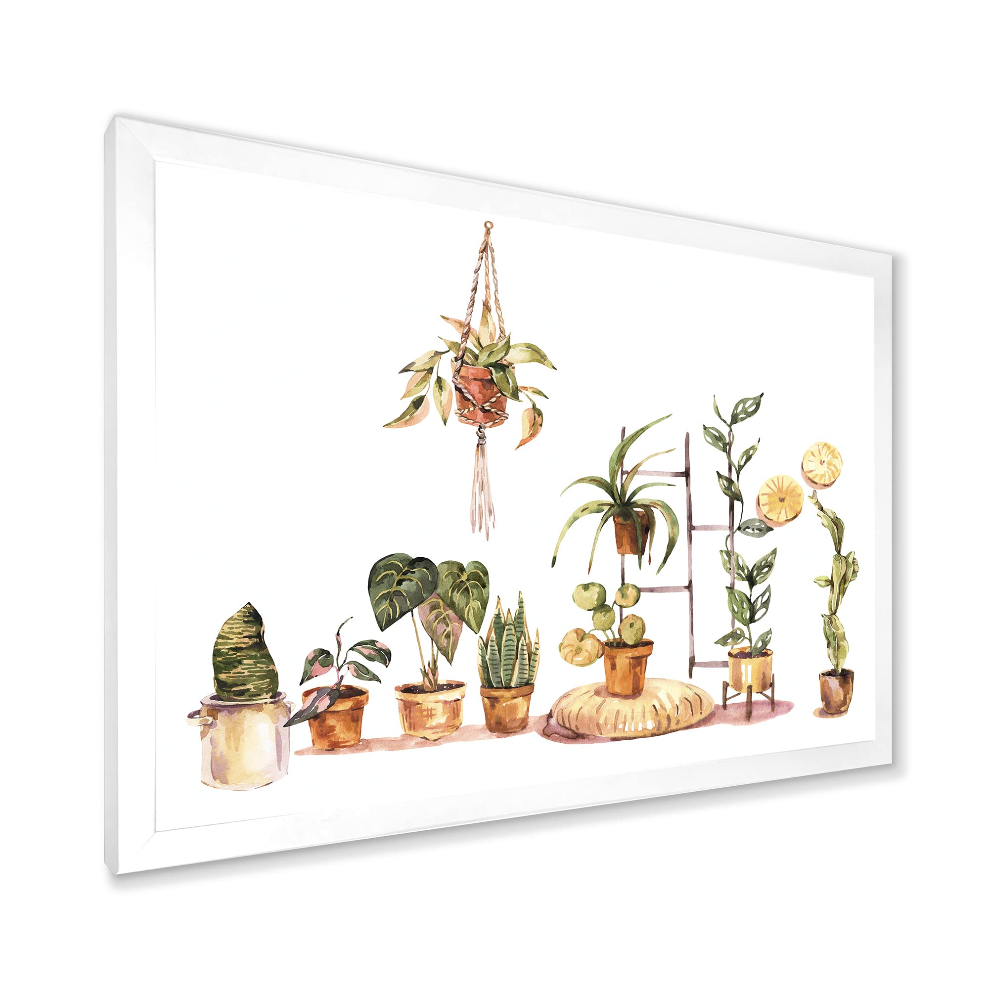 Indoor House Plants Urban Jungle II Traditional Framed Wall Art - Botanical Home Decor for Living Room, Bedroom & Office