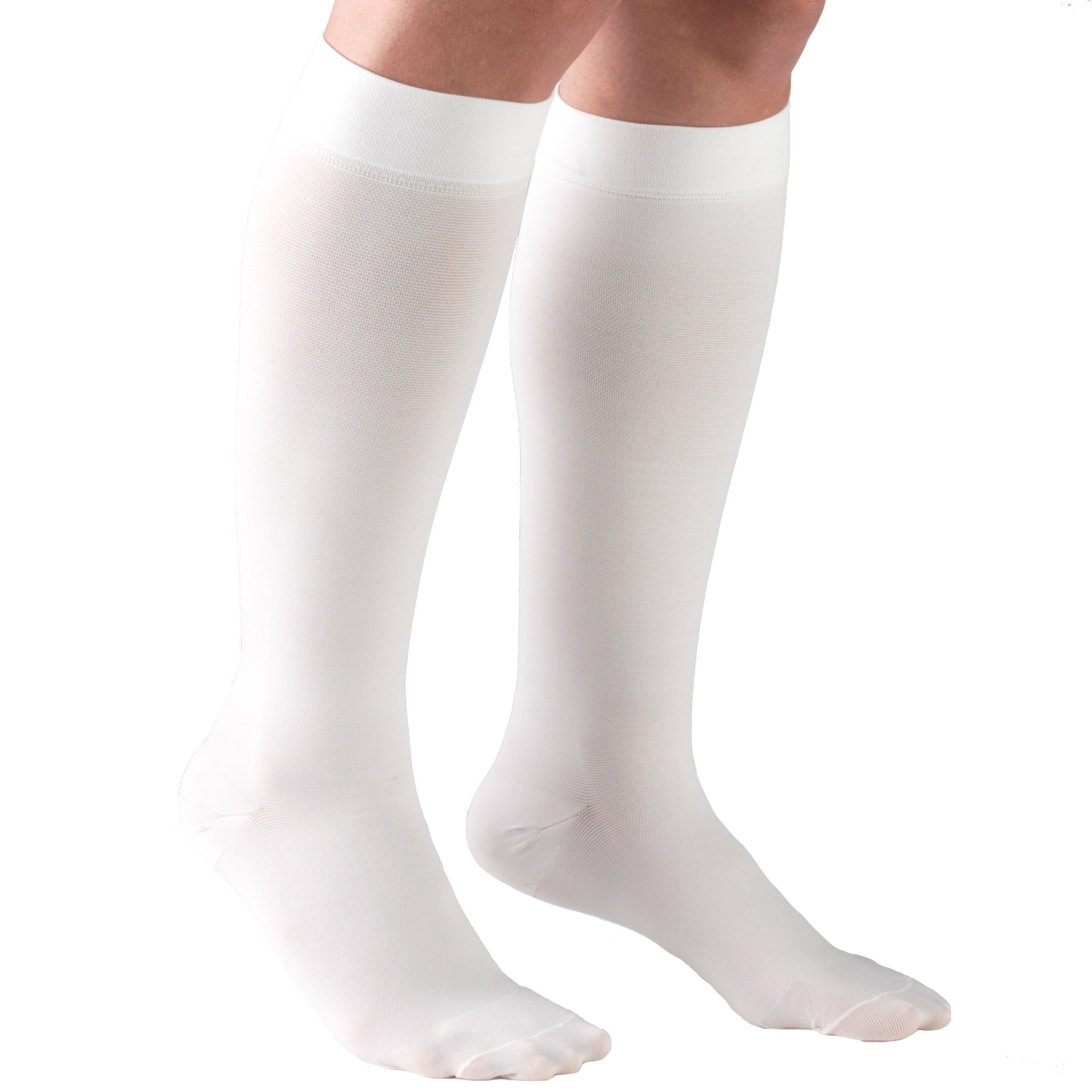Truform 30-40 mmHg Medical Compression Socks for Men & Women - Knee High Support Stockings, Closed Toe, White, Medium Size - Ideal for Travel, Varicose Veins & Post-Surgery Recovery