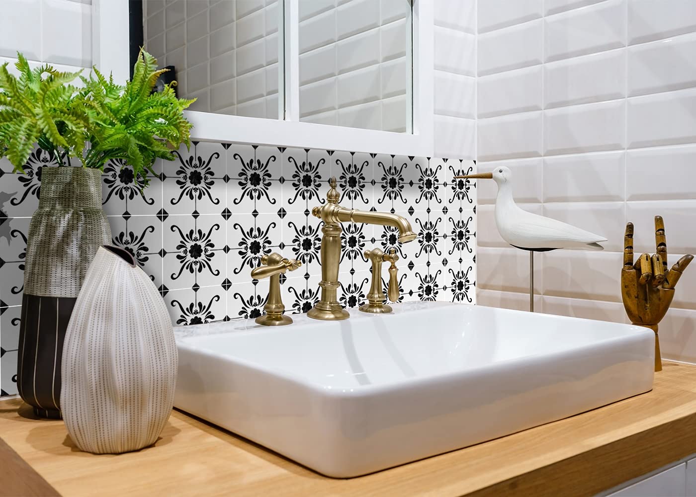 Mi Alma 24-Piece Talavera Tile Stickers - Peel and Stick Wall Decals for Bathroom & Kitchen - 12x12 Inch Easy Application Removable Wall Stencils - Perfect for Spanish Style Home Decor, DIY Backsplash, and Ceramic Tile Upgrade