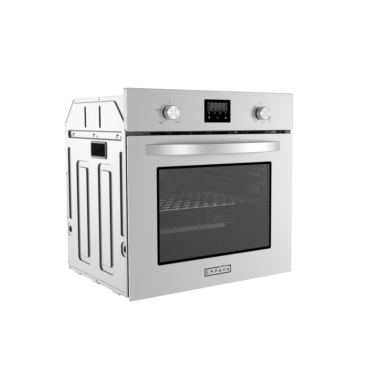 Empava 24 Inch Stainless Steel Single Gas Wall Oven with Mechanical Controls, Digital Timer & Convection Fan - Perfect for Small Kitchens, Apartments & Efficient Cooking