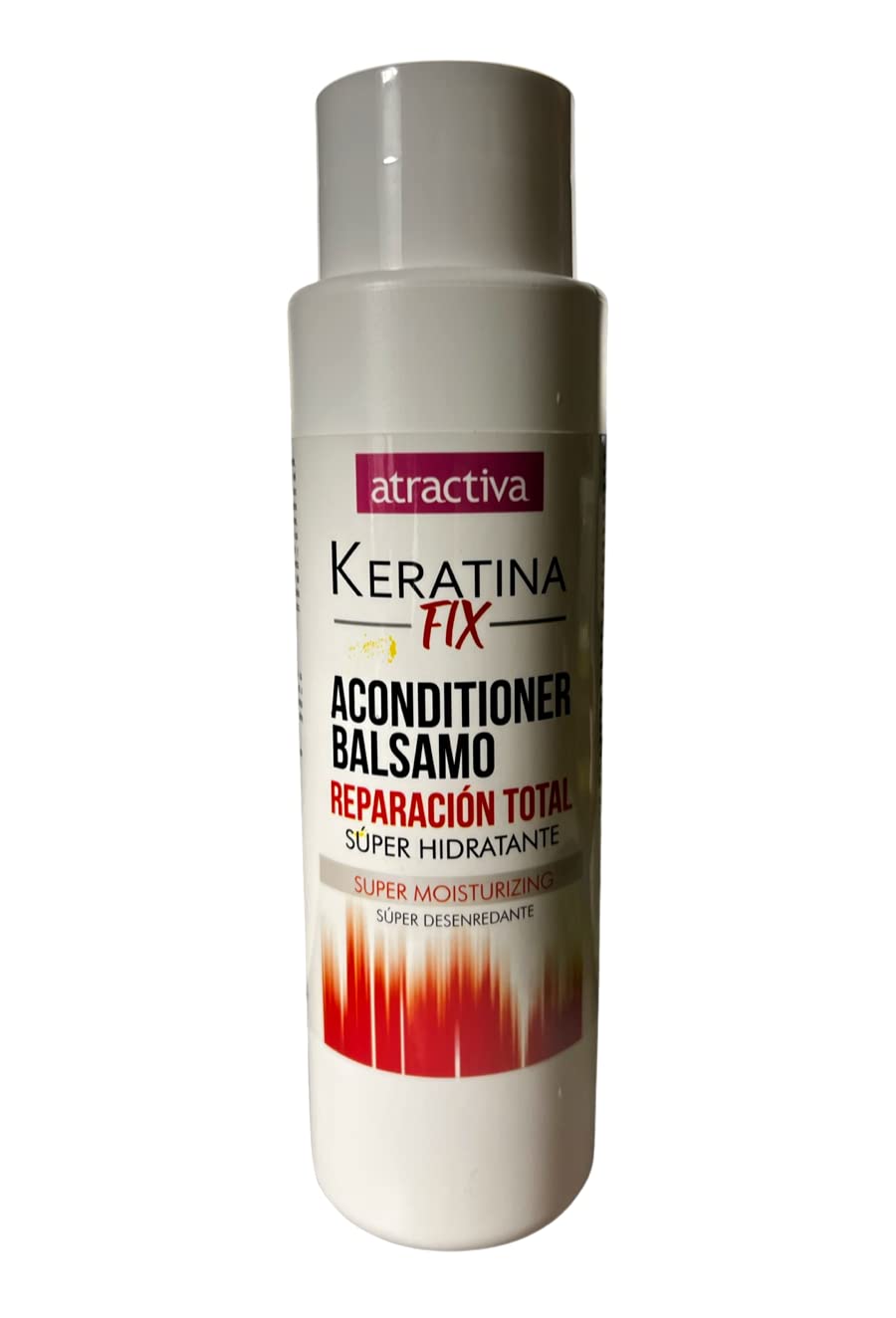 ATRACTIVA Keratin Fix Hydrating Conditioner - 16 Oz for Damaged Hair Repair & Smoothing - Perfect for Dry, Frizzy & Color-Treated Hair at Home Salon Care