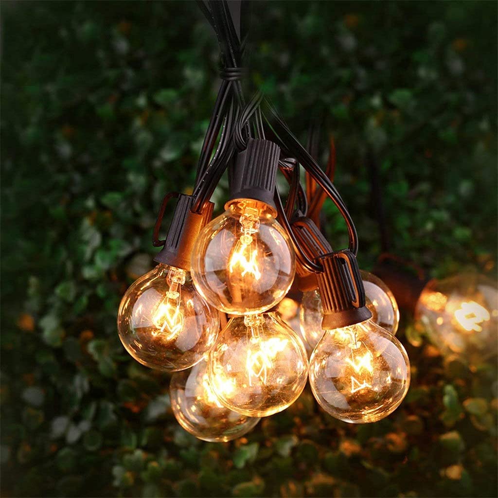 25Ft Outdoor String Lights with 27 G40 Bulbs (2 Spare) - Connectable Globe Fairy Lights for Backyard, Patio, Garden & Wedding Decor - UL Listed Weatherproof Party Lighting