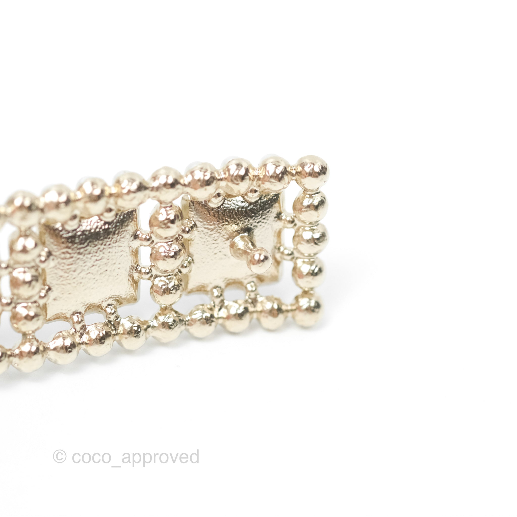 Chanel CC Pearl Grey Resin Hair Clip with Gold Tone 21V - Elegant Hair Accessory for Women, Perfect for Parties, Weddings & Everyday Wear