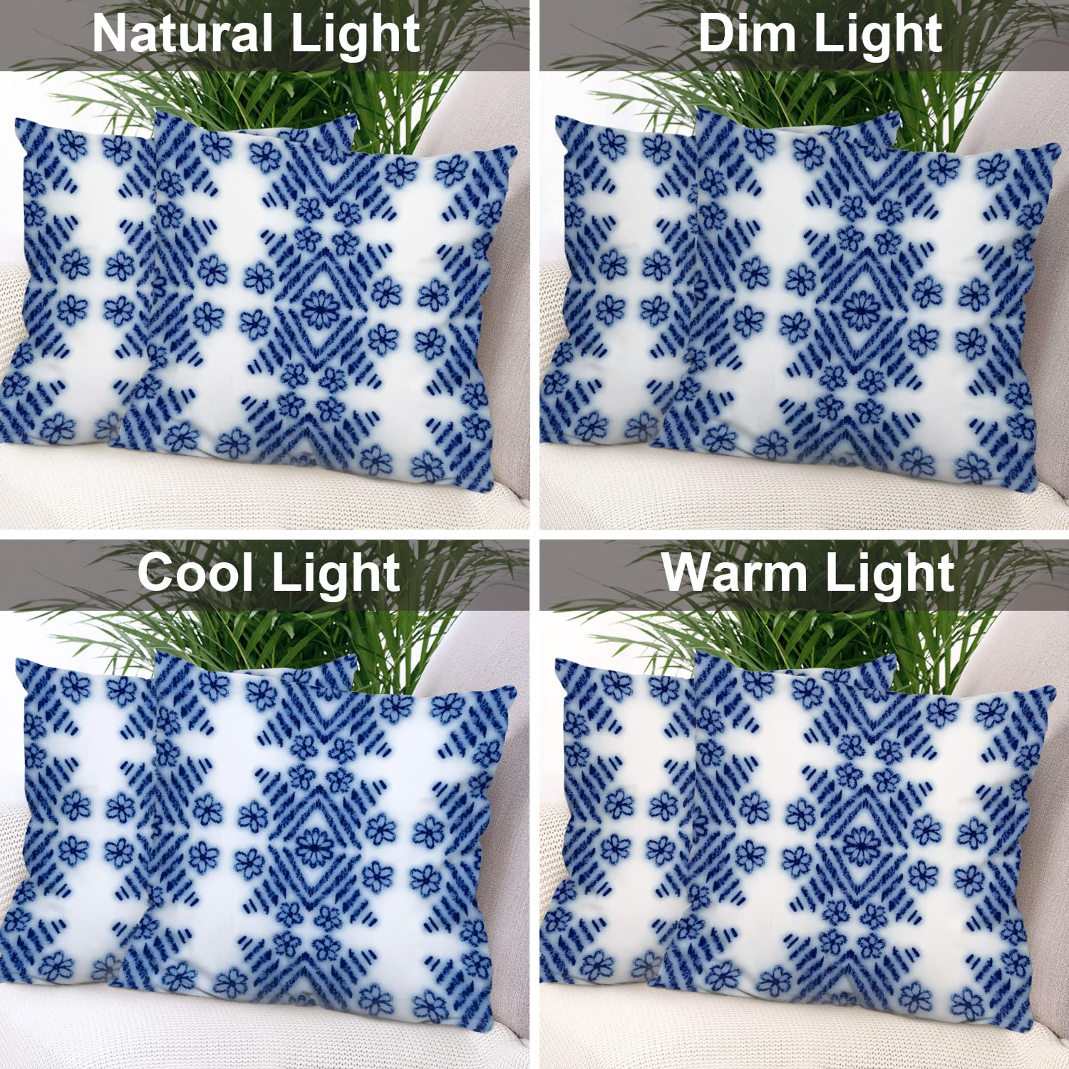 Batmerry Navy Blue Floral Pillow Covers 18x18 Inch Set of 2 - Classic Blue and White Ceramic Cobalt Blue Glaze Modern Square Throw Pillow Covers for Sofa, Bed, Couch - Double Sided Decorative Pillow Cases for Home Decor