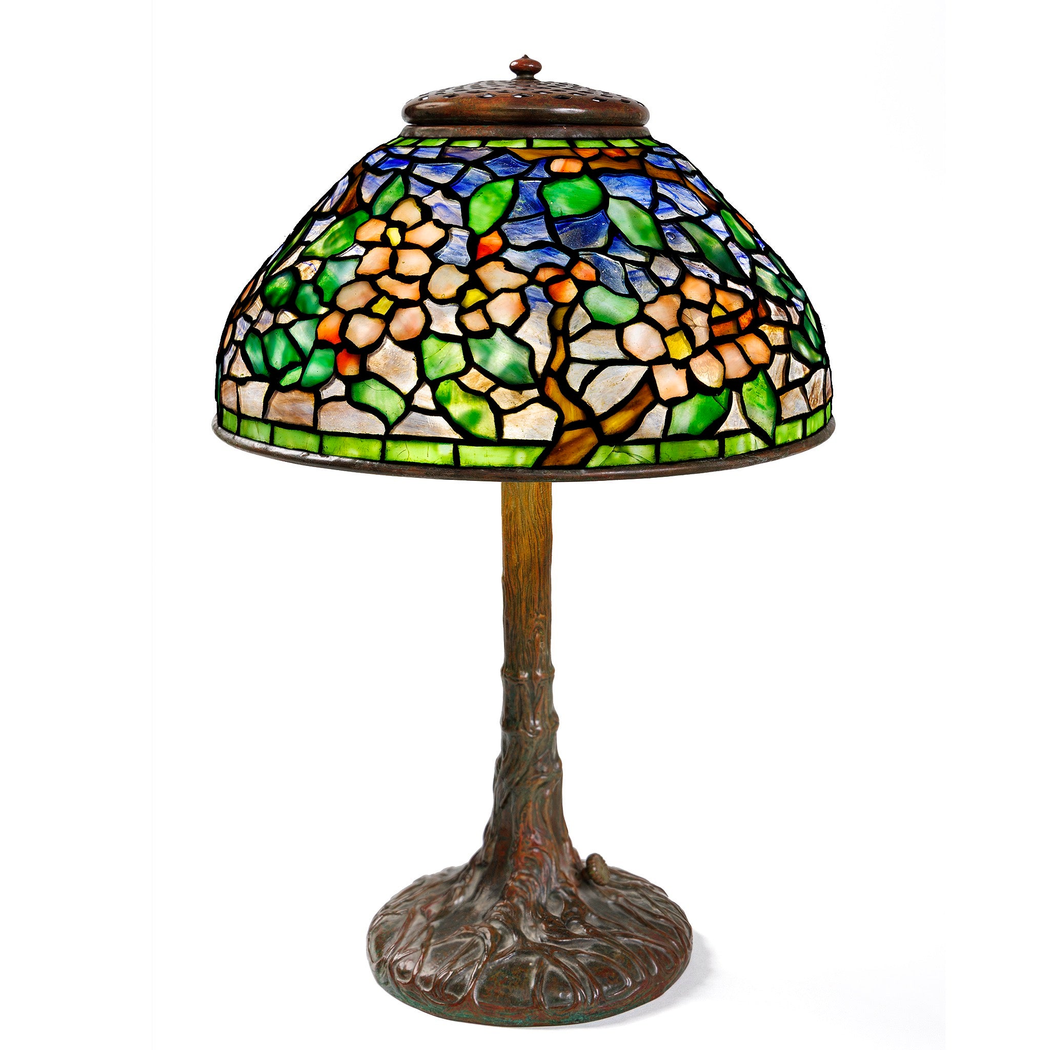 Tiffany Studios New York Pony Apple Blossom Table Lamp - Vintage Bronze Desk Lamp for Living Room, Bedroom & Office Decor - Antique Style Lighting Fixture