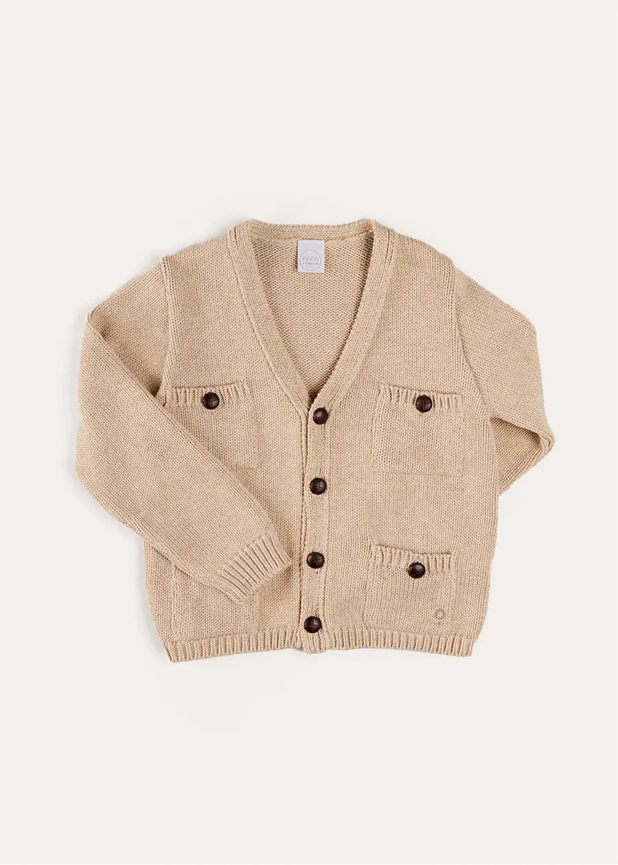 Camel Safari Button Detail Cardigan for Kids (Ages 4-10) - Perfect for Outdoor Adventures and Casual School Wear