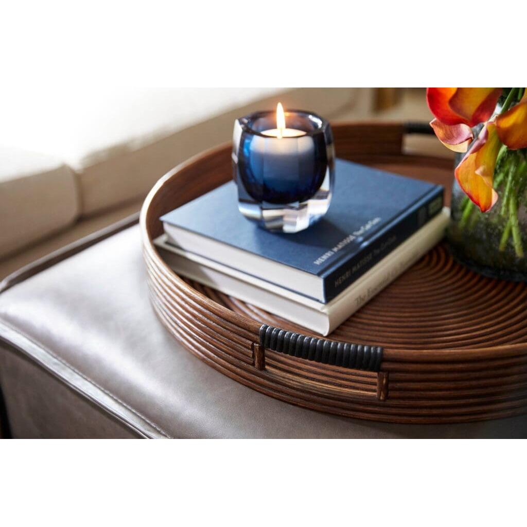 Cyan Design 11717 Papeete Round Tray - Large Brown Rattan Serving Tray for Coffee Table Decor, Dining Table Centerpiece, or Bathroom Organization