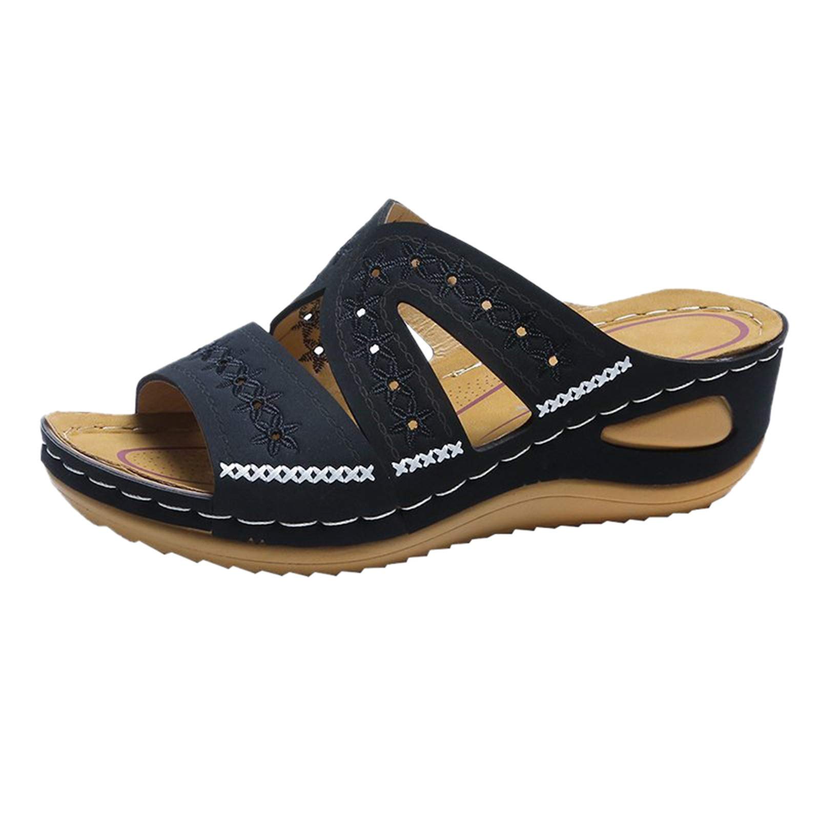 Women's Casual Summer Wedge Sandals - Peep Toe Platform Embroidered Slippers in Multicolor | Perfect for Beach, Vacation & Everyday Wear