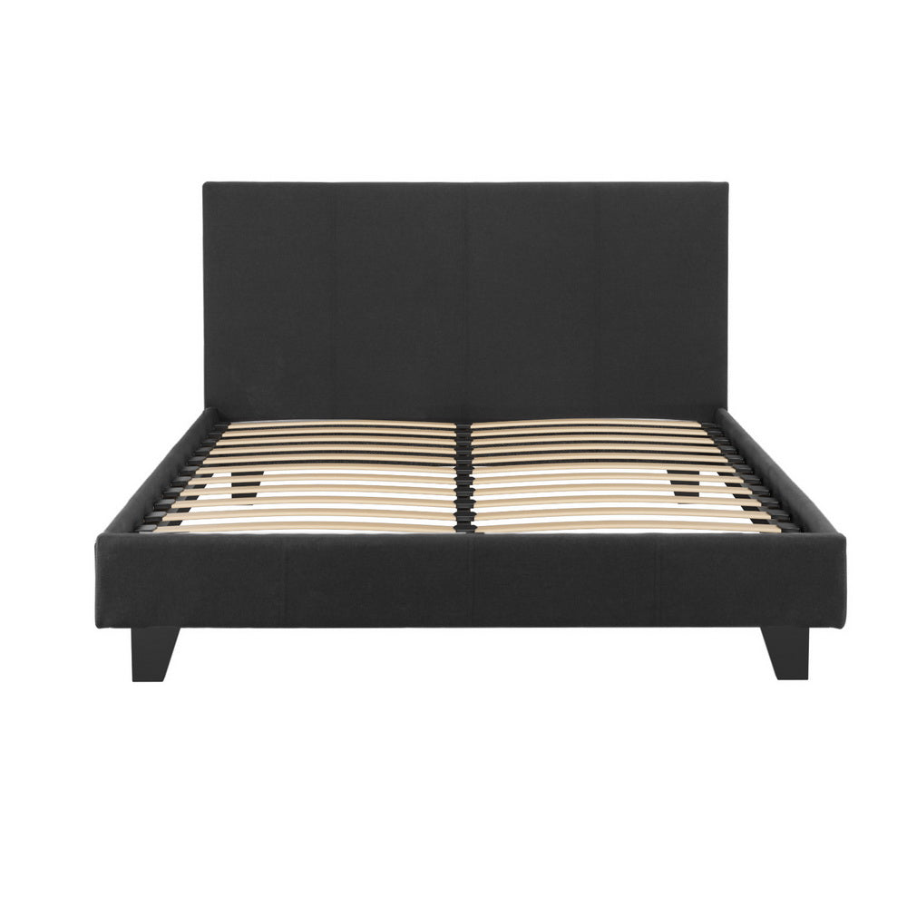 Coogee Grey Double Bed Frame with Sturdy Metal Slats - Perfect for Modern Bedrooms, Guest Rooms & Small Spaces