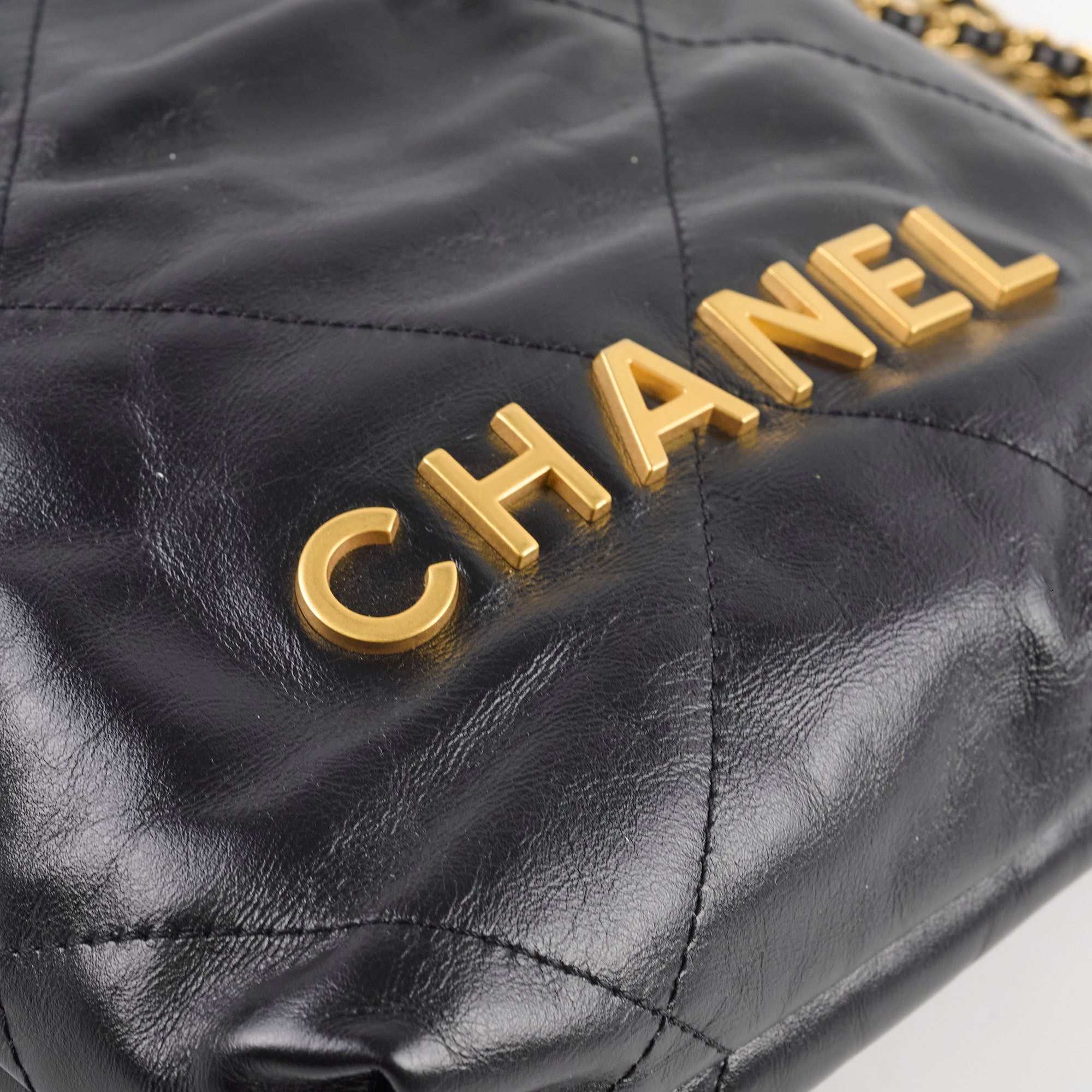 Chanel Mini 22 Black Leather Crossbody Bag with Microchip - Luxury Designer Handbag for Women, Perfect for Date Night & Evening Events