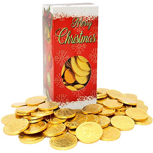 Christmas Chocolate Gold Coins - 1Lb Bulk Milk Chocolate Half Dollar Candy for Stocking Stuffers | Holiday Party Favors, Gift Baskets & Festive Treats