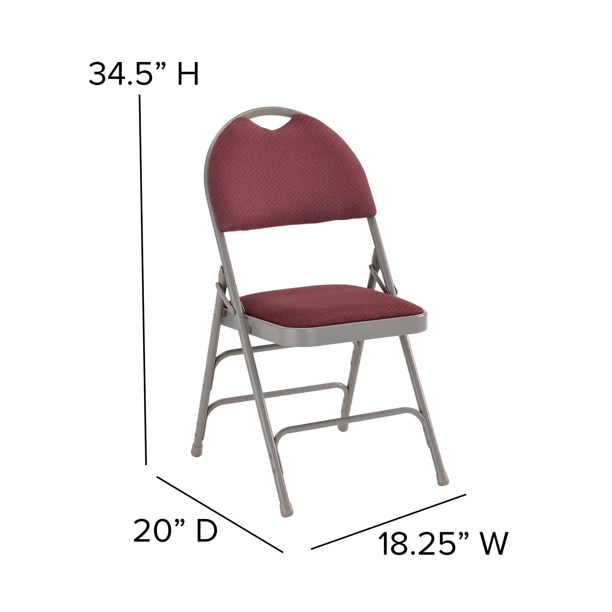 Flash Furniture 4-Pack HERCULES Series Heavy Duty Folding Chairs - Triple Braced Metal Frame, Burgundy Fabric, Easy-Carry Handle - Perfect for Weddings, Events, Parties & Home Use