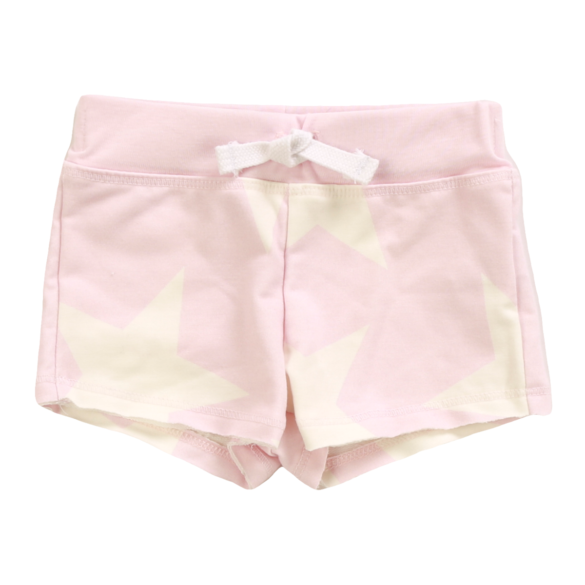 Cozii Women's Raw Edge Back Pocket Shorts - Pink & White Stars Print | Casual Summer Shorts for Beach, Lounge & Outdoor Activities