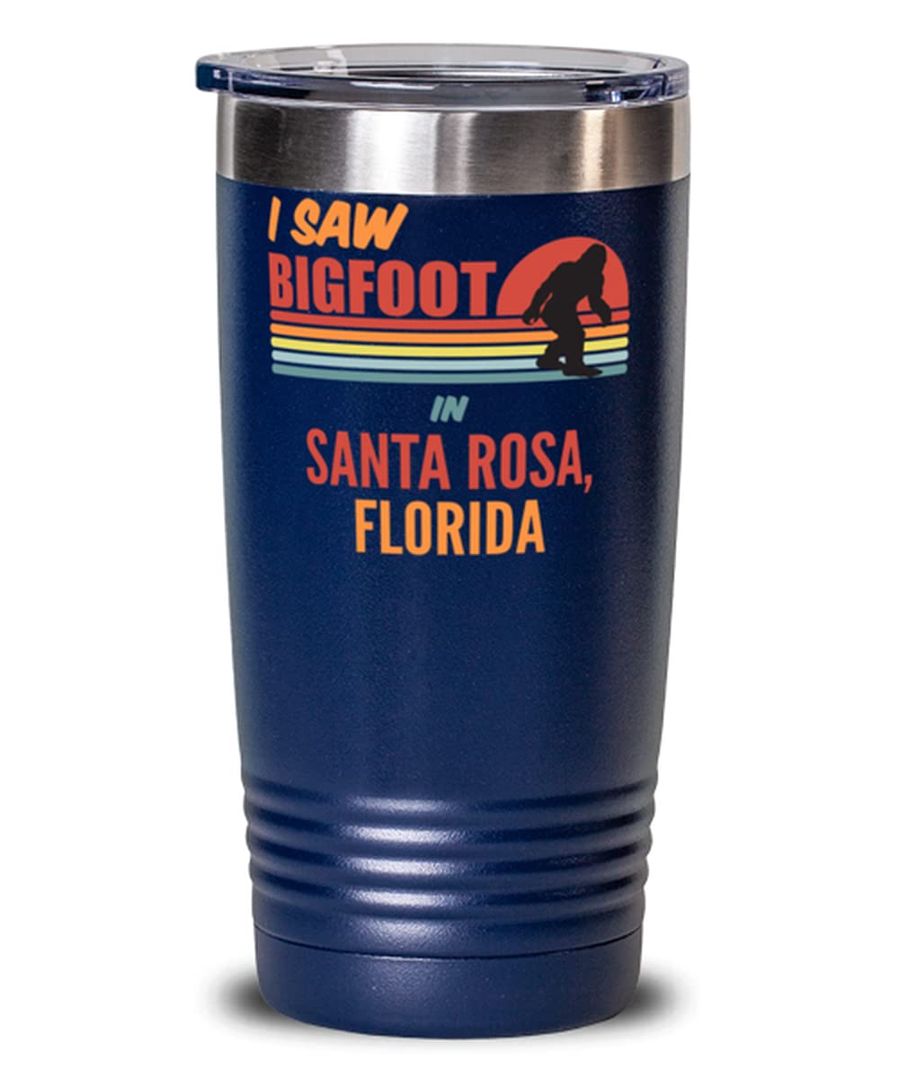 I Saw Bigfoot In Santa Rosa Florida 20oz Insulated Coffee Tumbler - Blue Travel Mug for Camping, Hiking & Outdoor Adventures