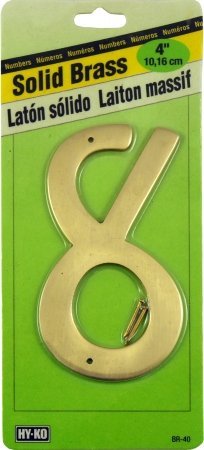 4-Inch Brass House Address Number '8' - Durable Outdoor Door & Mailbox Sign for Home & Business