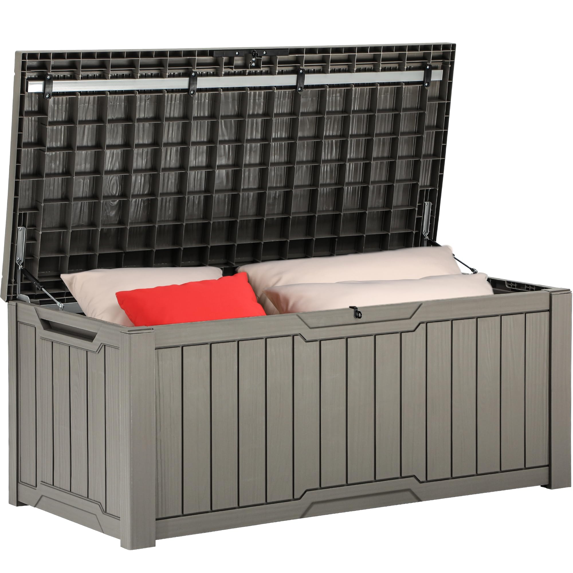 YITAHOME 120 Gallon Outdoor Storage Deck Box - Large Waterproof Resin Patio Storage for Pillows, Garden Tools, Pool Supplies - Lockable Deck Box for Backyard, Patio, and Poolside (Light Brown) - Perfect for Organizing Outdoor Cushions, Toys, and Equipment