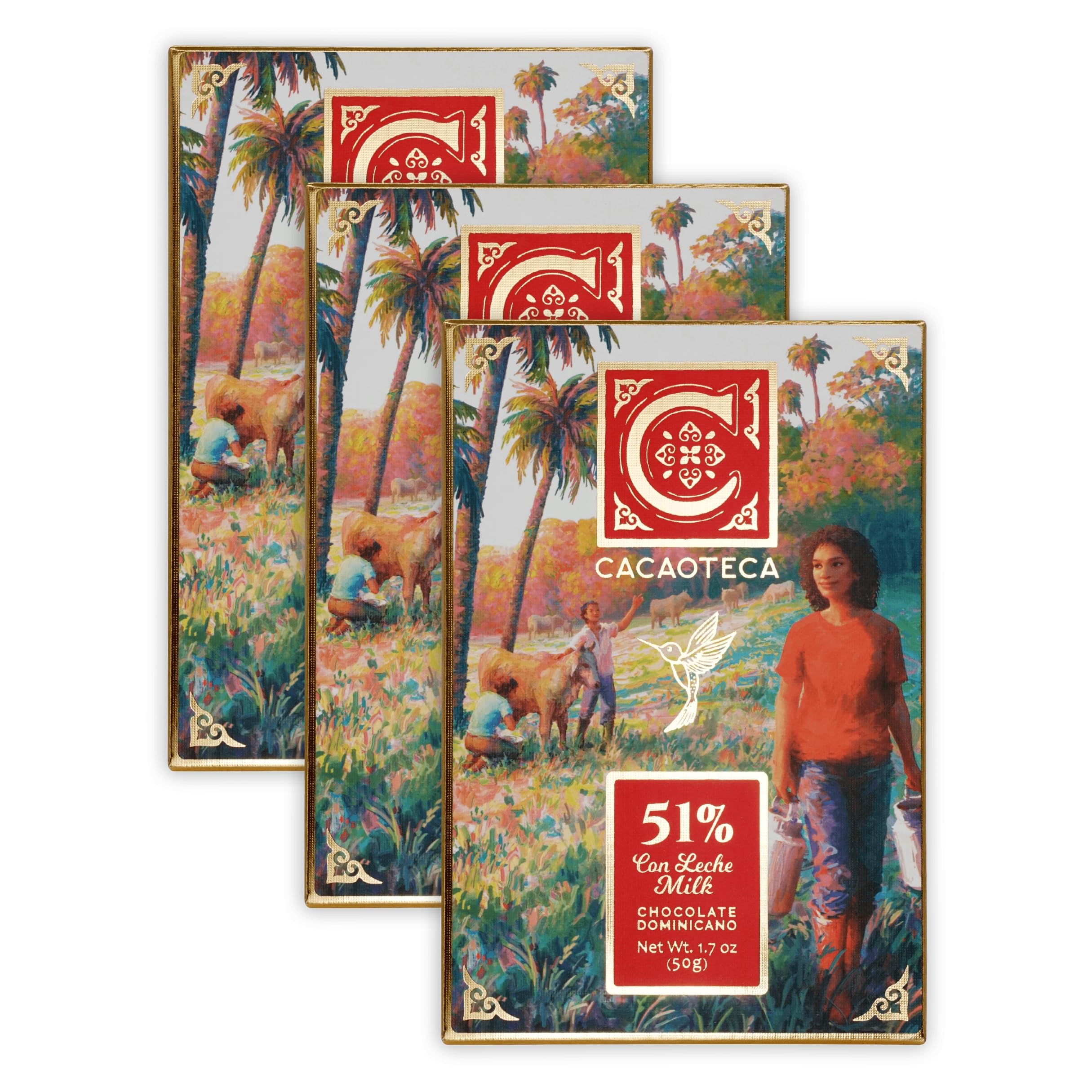 Premium 51% Milk Chocolate Bars 3-Pack - Artisan Dominican Bean-to-Bar Chocolate - Gluten-Free, Ethically Sourced - Perfect for Gifts, Baking & Gourmet Desserts