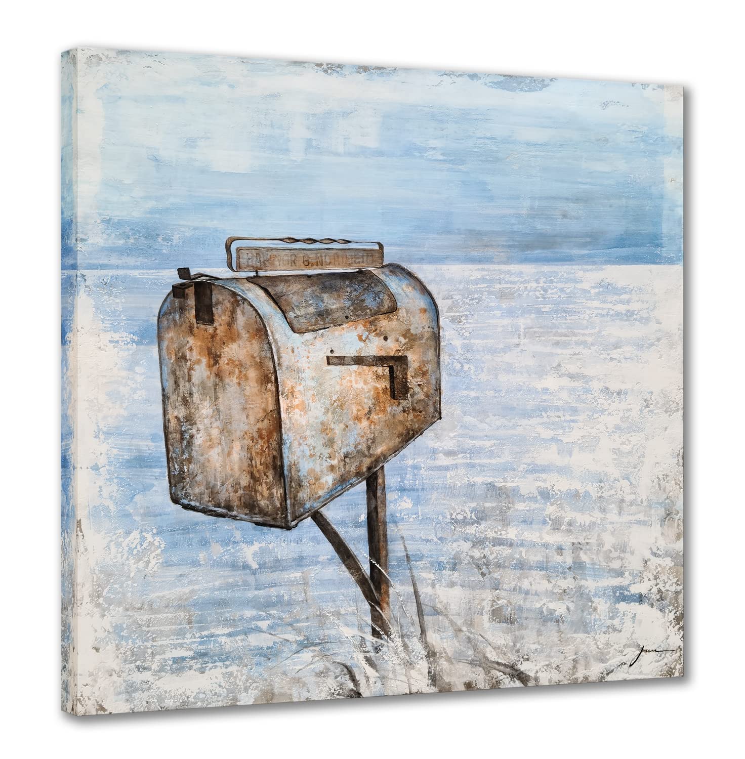 Rustic Coastal Wall Art - Abstract Beach Painting with Textured Finish - Contemporary Ocean Pictures for Living Room, Bedroom & Bathroom Decor - Perfect for Beach House, Coastal Home or Nautical Themed Interior Design