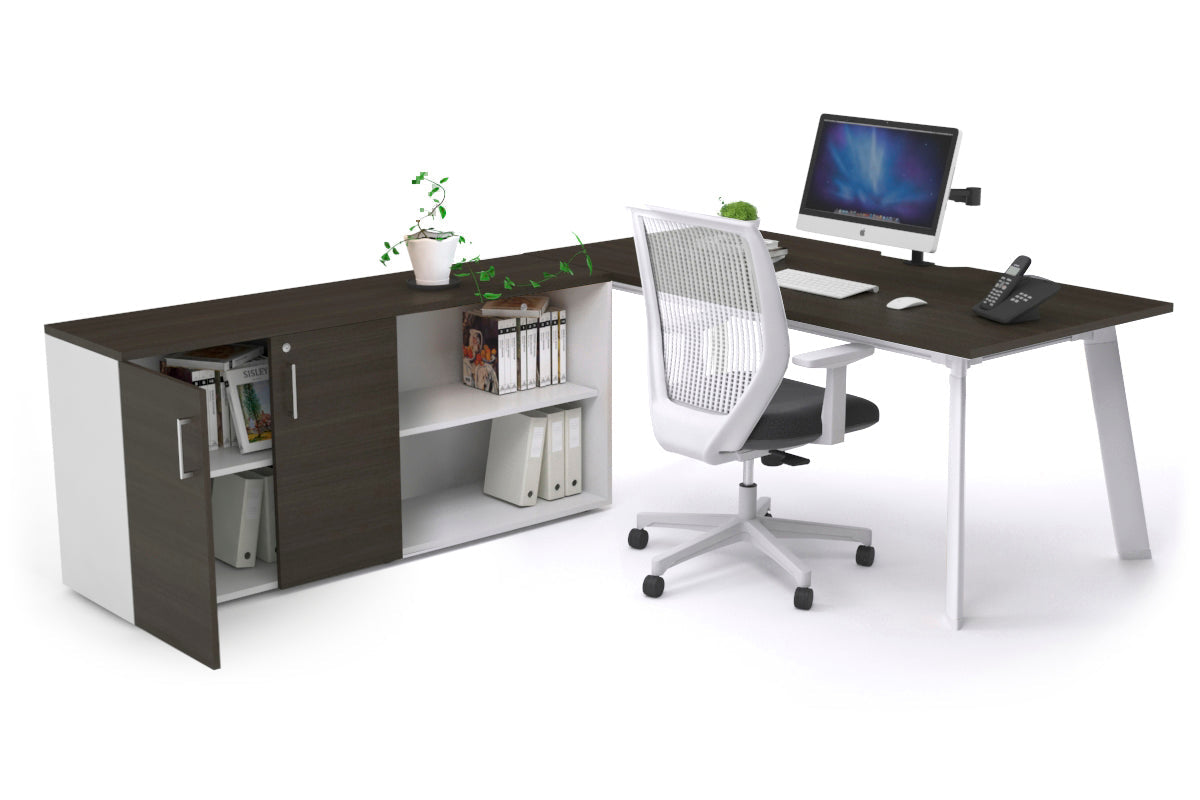 Switch Executive Office Desk with Uniform Spine & White Frame - 1600L x 800W with Cable Management Scallop - Perfect for Modern Workspaces, Home Offices & Conference Rooms