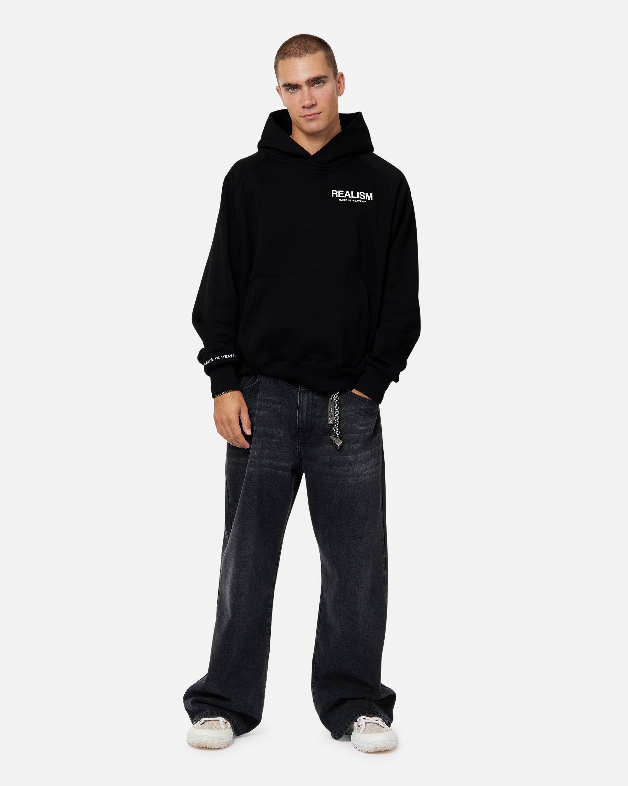 SSS Realism Heaven Logo Hoodie - Black Men's Pullover Sweatshirt for Streetwear & Casual Outfits