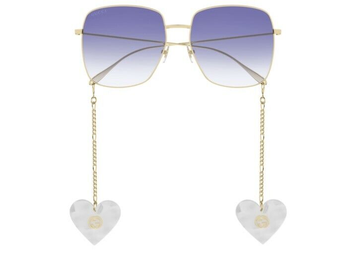 Gucci GG 1031S 004 Gradient Gold/Violet Oversized Square Metal Sunglasses for Women - Fashionable UV Protection Shades for Beach, Driving & Outdoor Activities