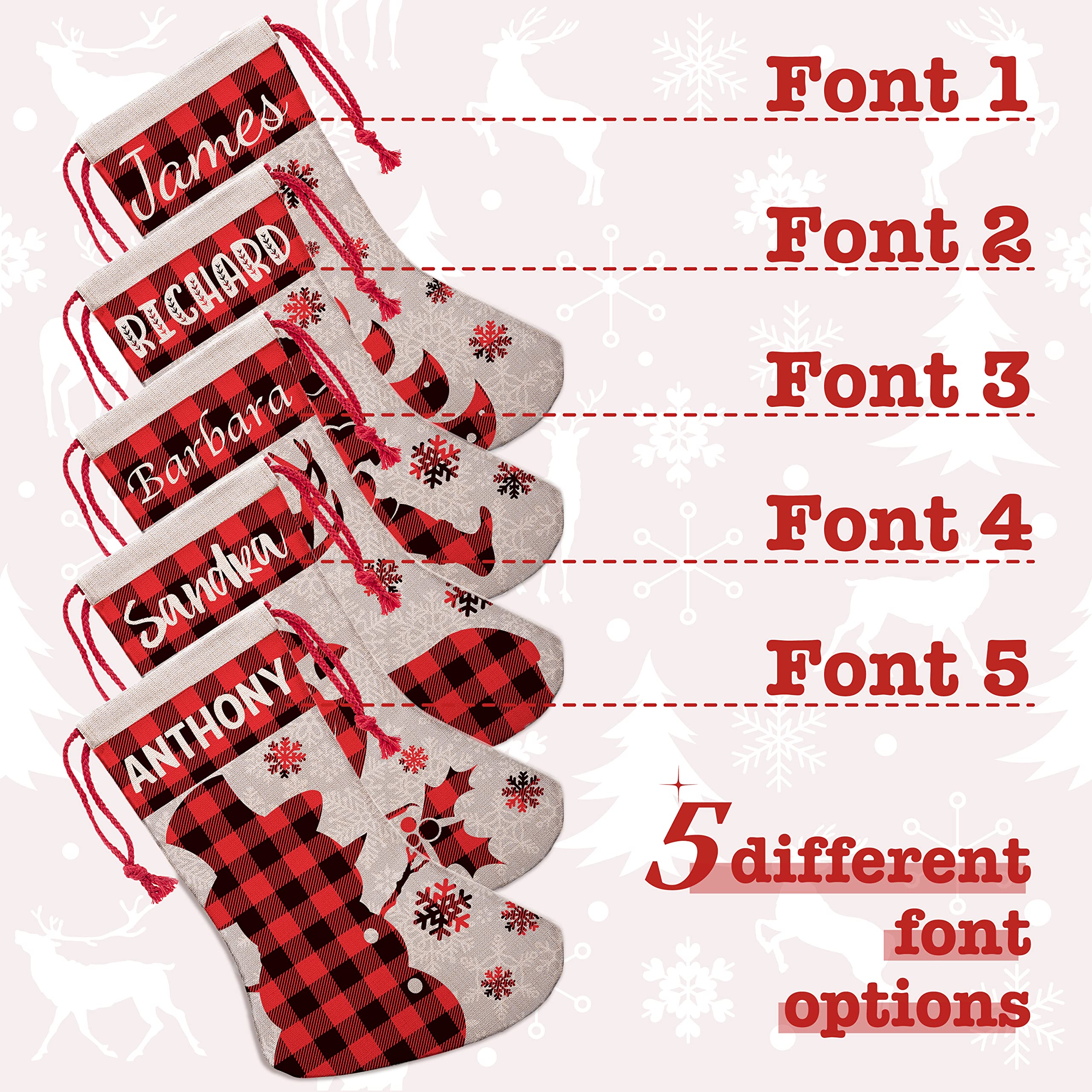 Set of 3 Personalized Christmas Stockings - Custom Name Embroidery with 9 Festive Patterns (Santa, Gnome, Snowman) & 5 Font Styles | 16-inch Holiday Decor for Fireplace, Gift Exchange & Family Traditions