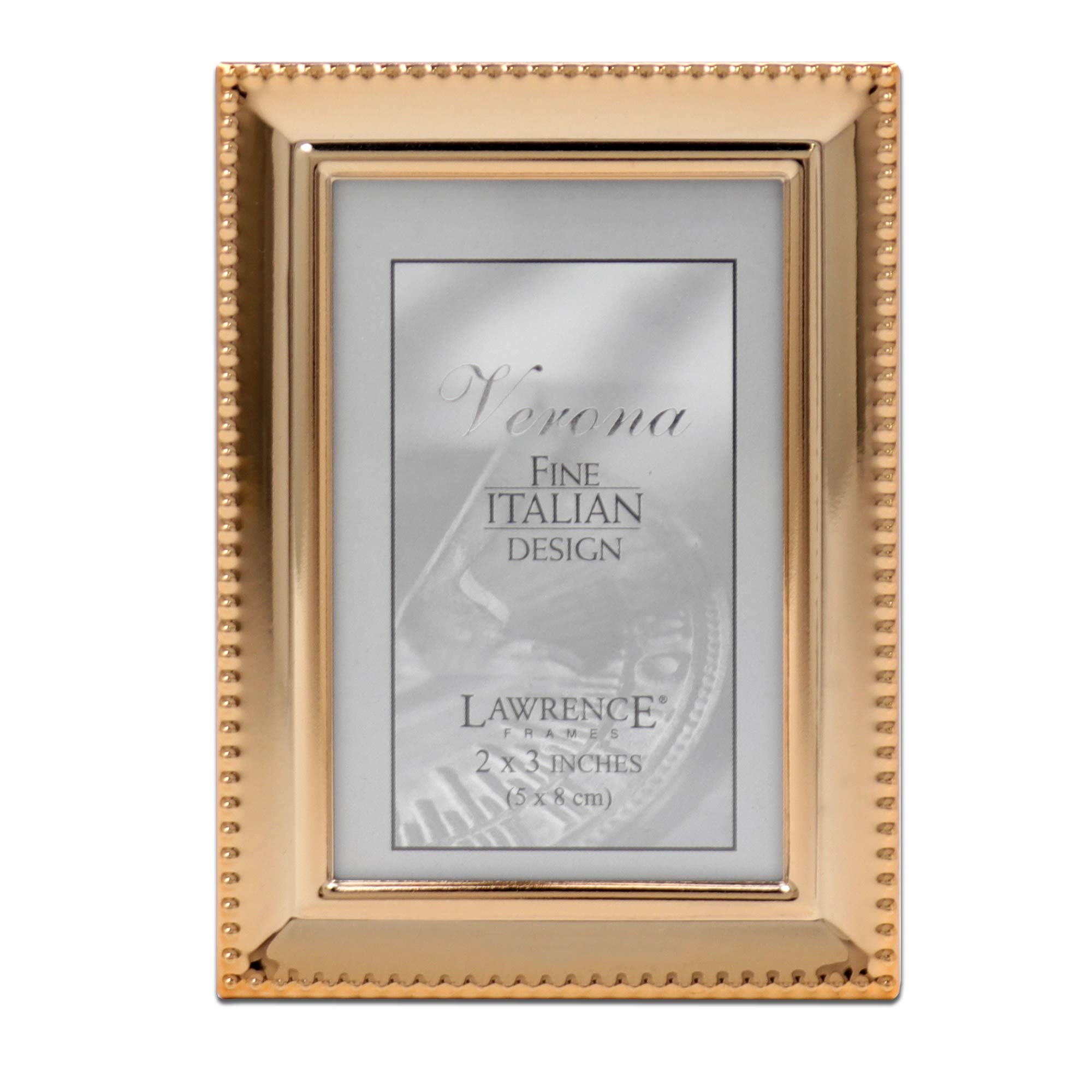 Lawrence Frames - 11723 Classic Bead Picture Frame 2.5x3.5 Inches, Gold Photo Frame for Tabletop Display, Home Decor, Wedding, Anniversary, and Gift Giving