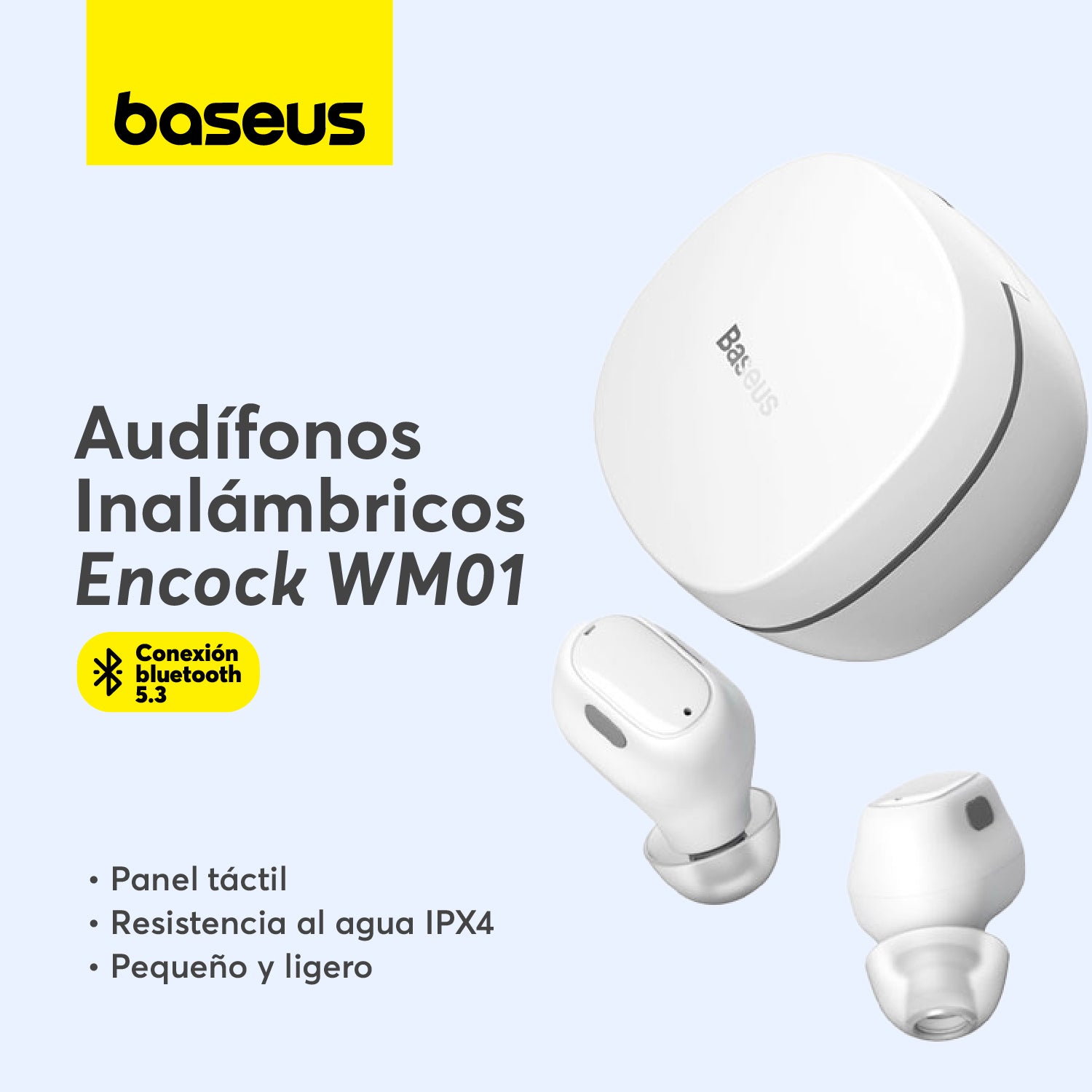 Baseus Encok True WM01 Wireless Earbuds - White | Bluetooth Headphones for Gym, Running, Travel & Work