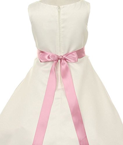 Little Girls Ivory Dress with Side Loops & Sash Flowers - Elegant Flower Girl Dresses for Weddings, Parties & Special Occasions