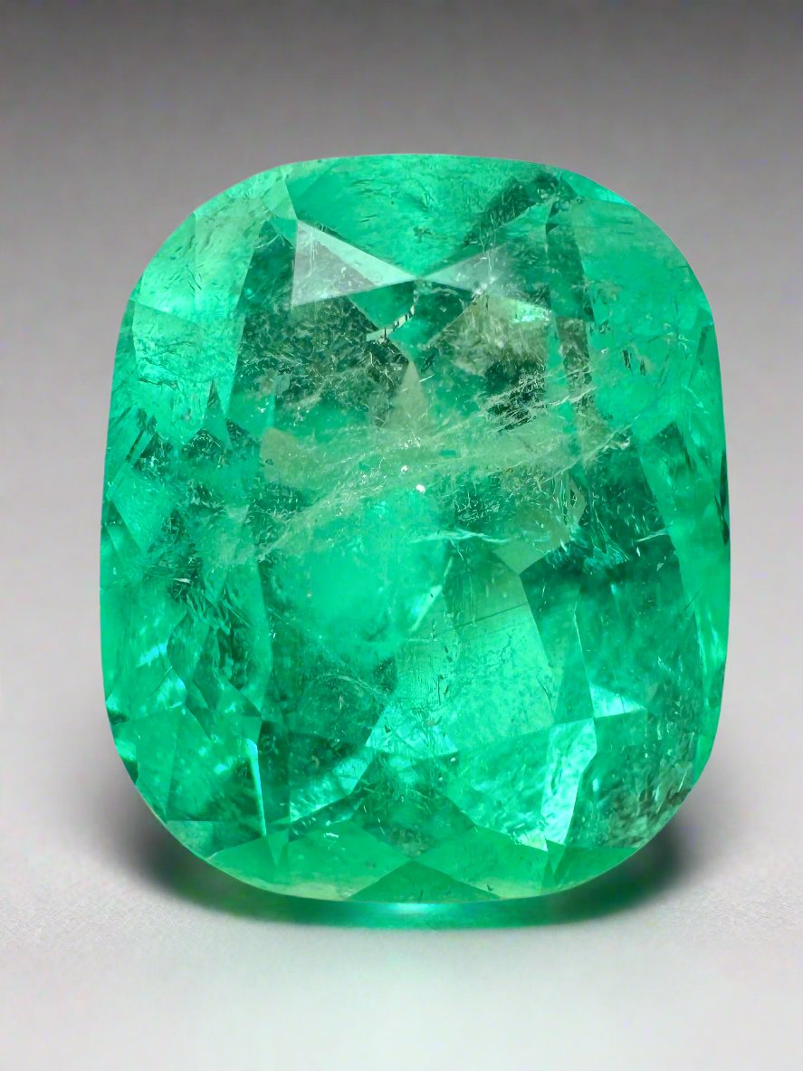 9.23 Carat 14x12mm Muzo Yellowish Green Natural Loose Colombian Emerald Cushion Cut Gemstone for Jewelry Making, Engagement Rings & Luxury Gifts