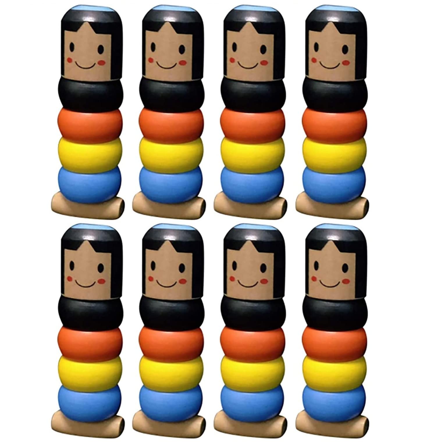 Aubatece Unbreakable Wooden Magic Toy - 8PC Set, Fun Little Wooden Man Stage Props for Kids, Great for Halloween, Christmas & Magic Shows - Perfect Gift for Children & Magicians