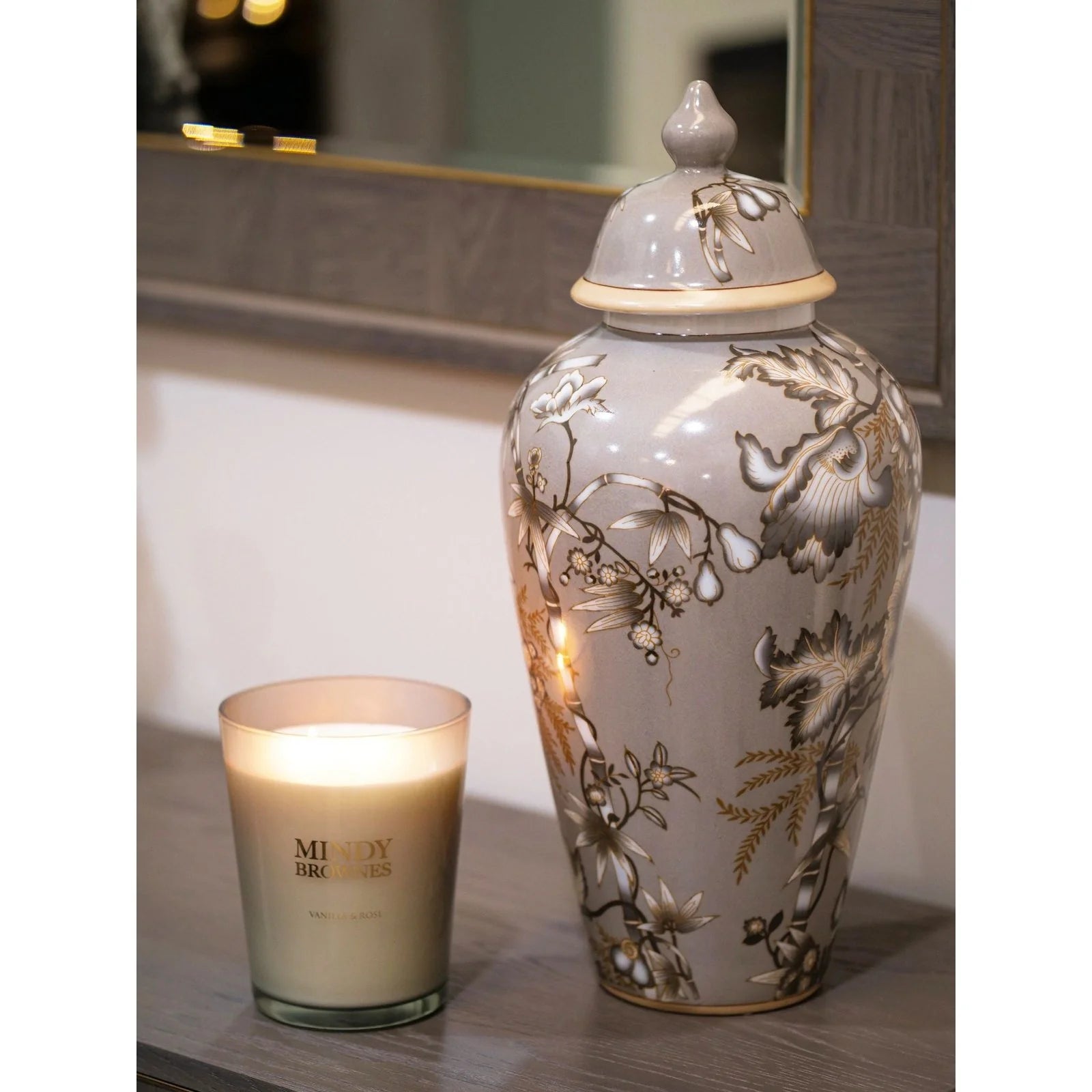 Amira 19-Inch Decorative Glass Jar with Botanical Finish - Perfect for Home Decor, Storage, and Floral Arrangements