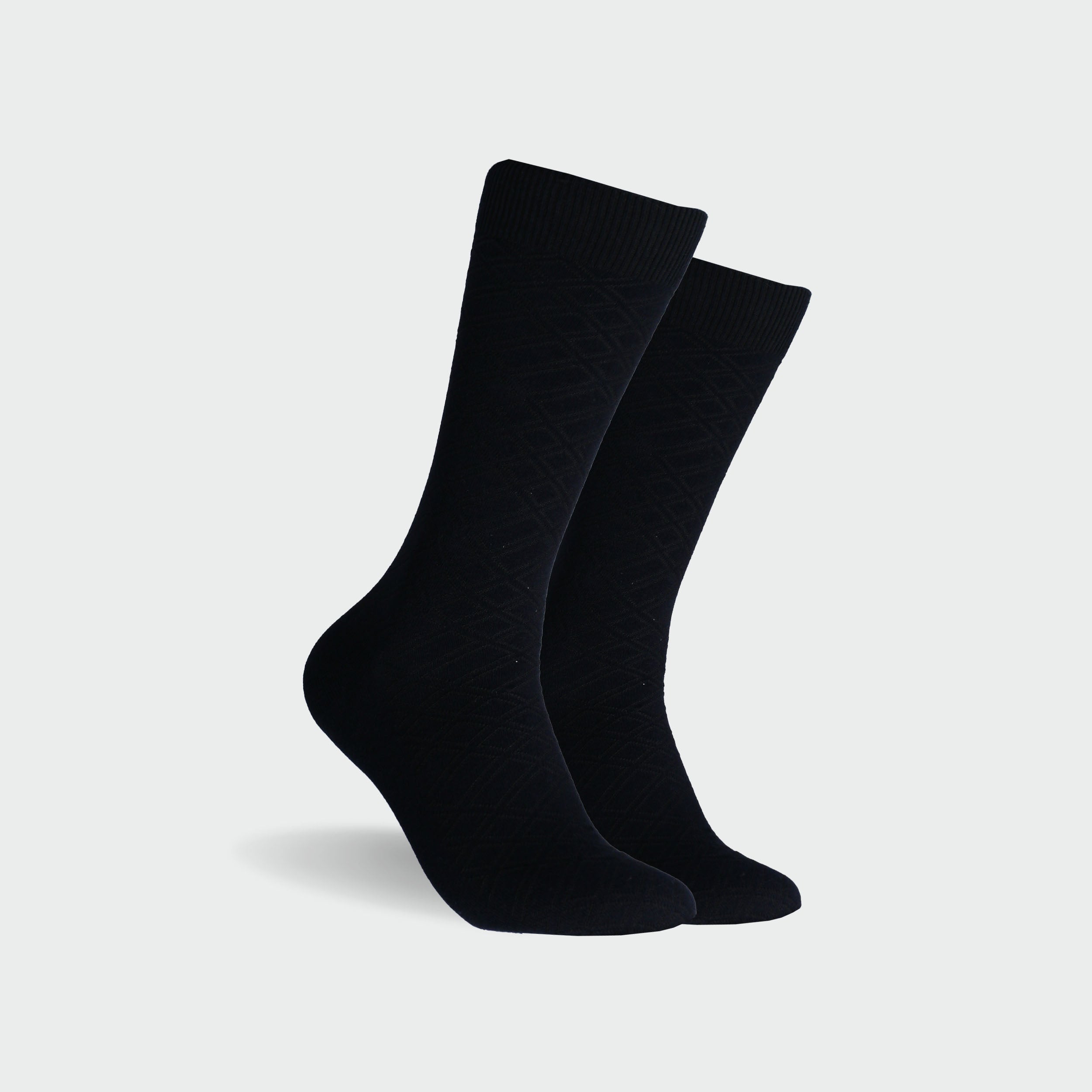 Men's Cross Hatch Cotton Crew Socks - Navy Blue - Comfortable & Breathable Casual Socks for Everyday Wear, Work, and Sports