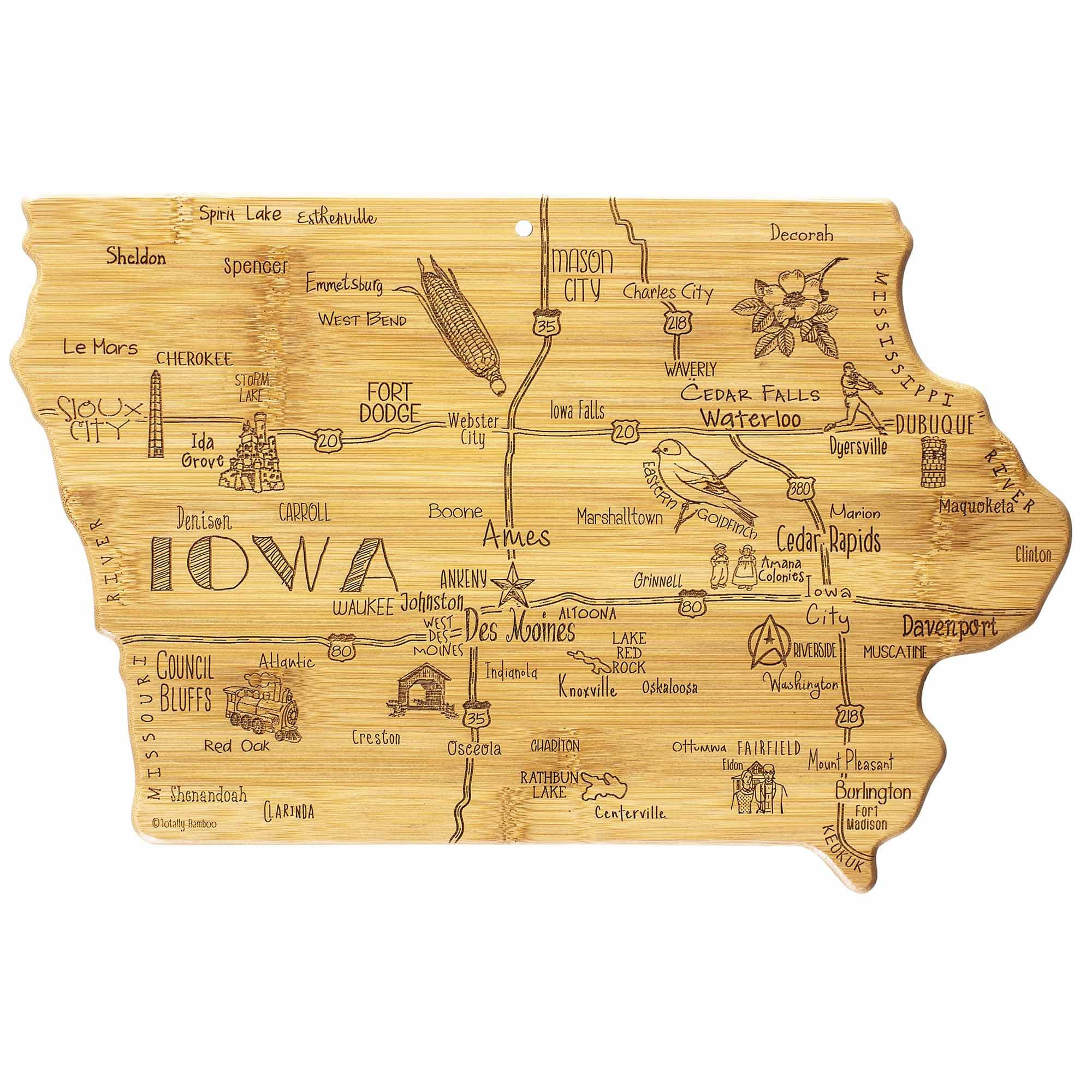 Premium Iowa-Themed Wooden Cutting Board 15.5